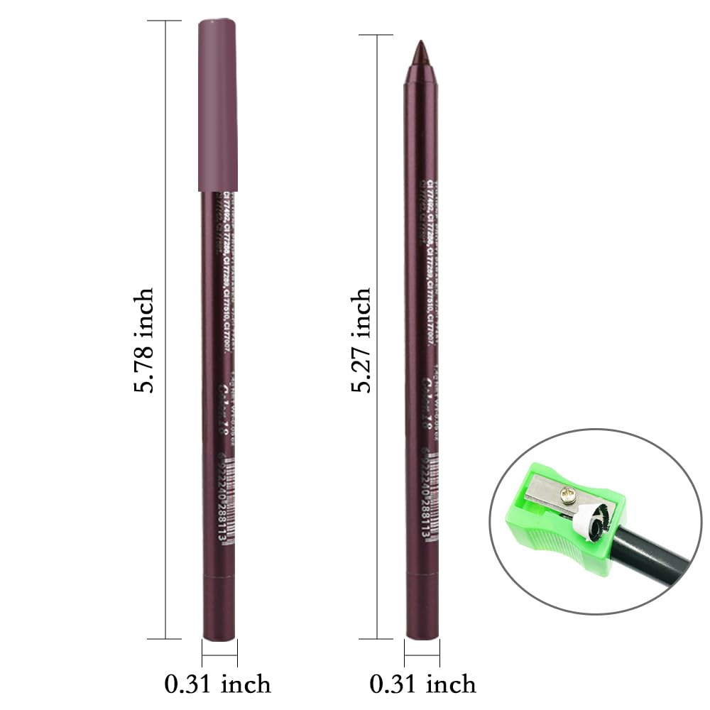 Kaely Gel Eyeliner Pencil for Women, Plum Purple Eye Liner Waterproof Smudge Proof with Sharpener, Waterline Eye Makeup Liners, delineador de ojos contra el agua, Vegan & Cruelty-Free, 18