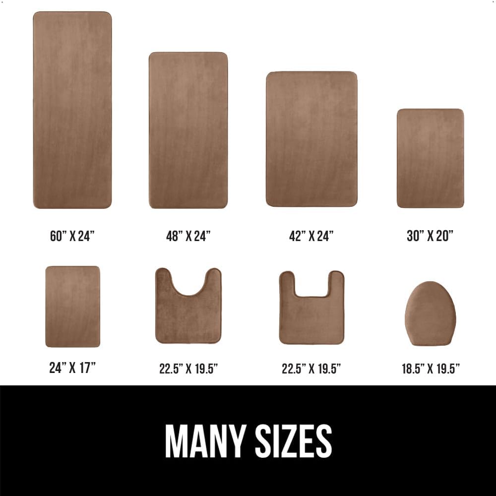 GORILLA GRIP Memory Foam Bath Mat, Soft Absorbent Velvet Bathroom Mats, Durable Dots on Underside, Machine Washable Bathmat, Carpet Rug Room Decor for Shower Tub Floor RV, 30x20 Rugs, Taupe