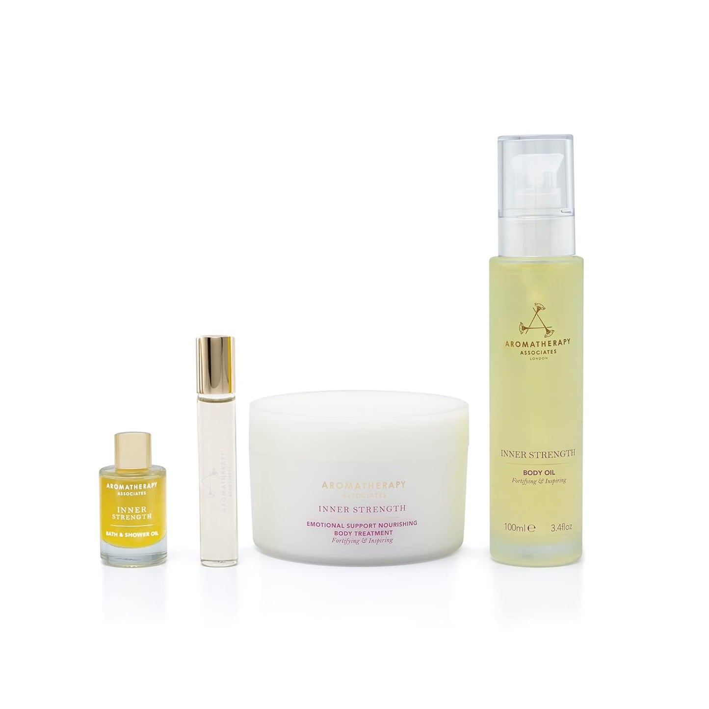 Aromatherapy Associates Moment of Comfort. Luxurious Gift Set Includes Inner Strength Bath and Shower Oil, Roller Ball, Body Oil, and Body Treatment (1 count)