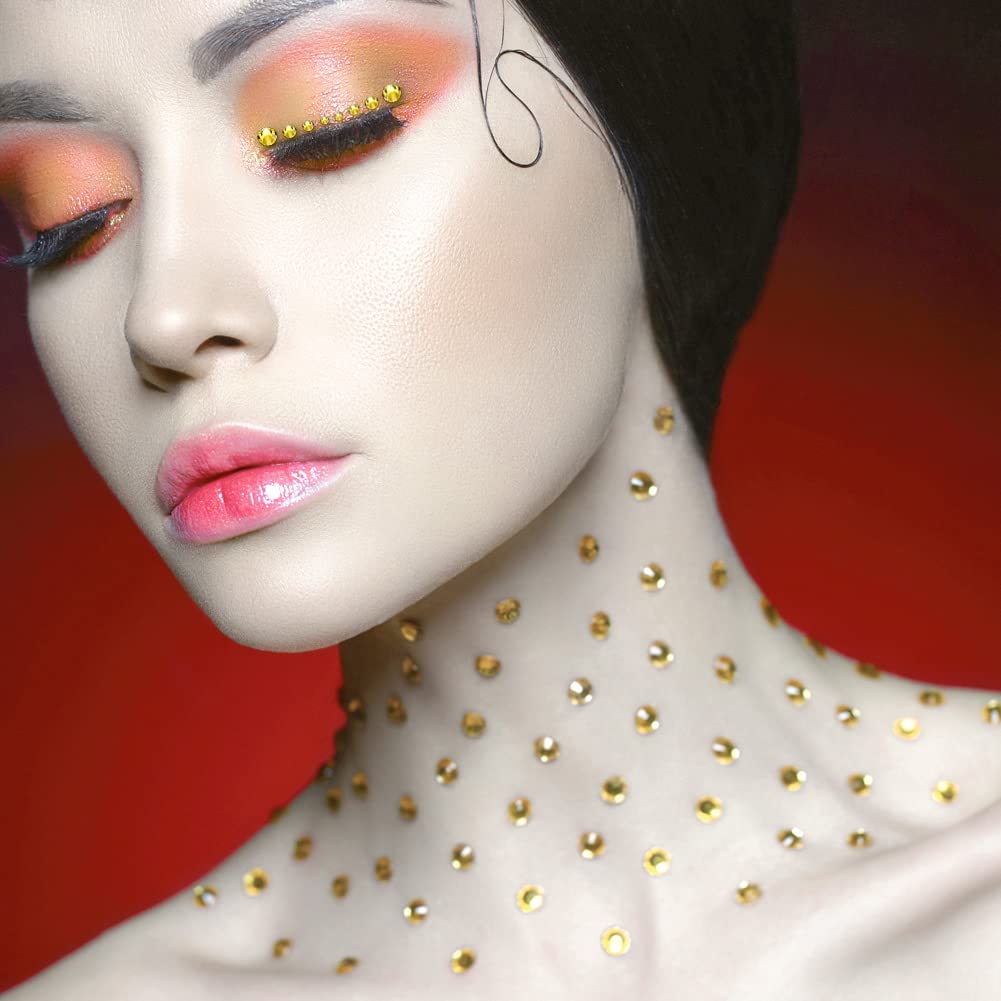 1440Pcs Lemon Yellow Crystal Rhinestones,Glass Flatback Rhinestones Gemstones Mini for Nail Face Makeup Art Crafts Clothes Decoration- (SS4, 1.6mm,Lemon Yellow)