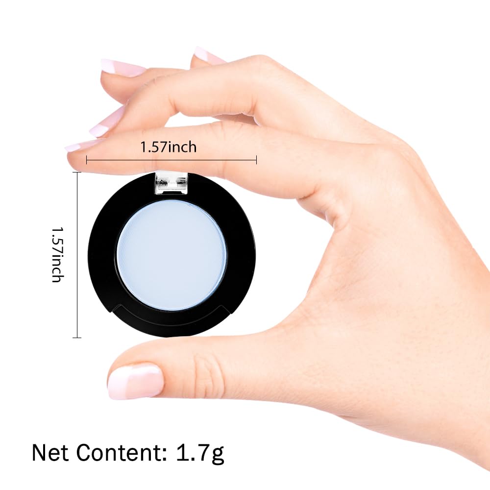Light White Blue Single Matte Eyeshadow Makeup, Cream to Powder Monochrome Eye Shadow for Older Women, Daily Evening Girls Eyeshadow Palette Gift, sombras para ojos, Mini Vegan Travel Eye, #14