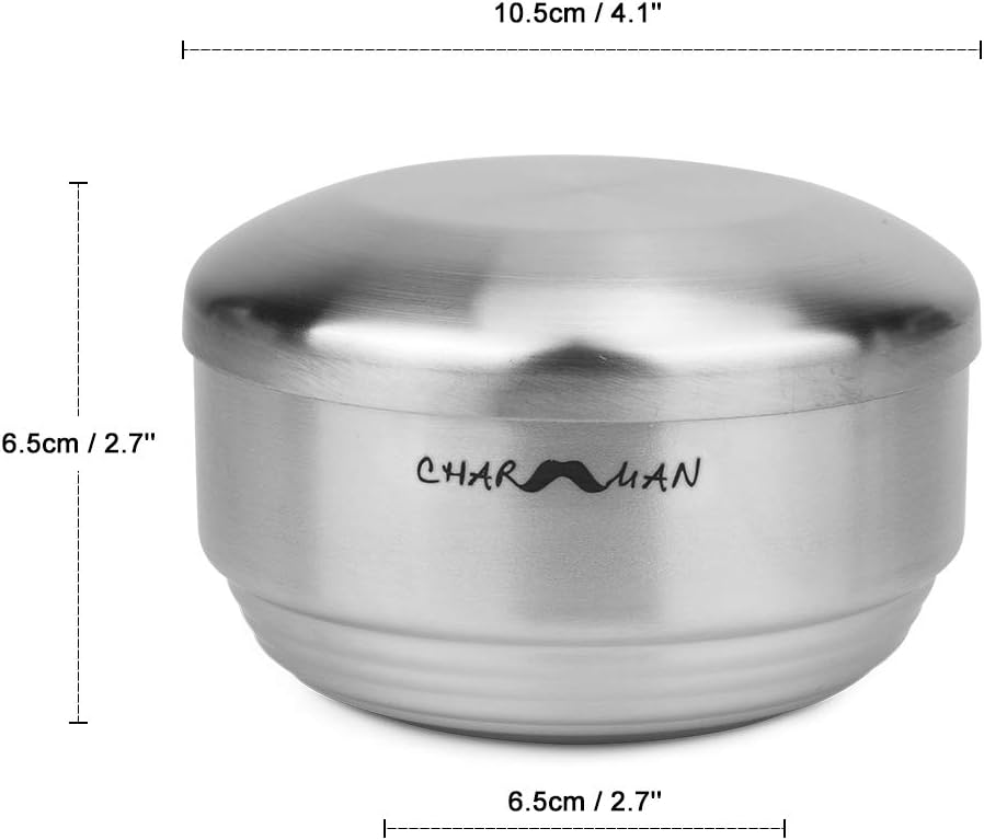 Stainless Steel Shaving Soap & Cream Bowl with Lid | Three-walls Heat Preservation | Heavy Weight Steel