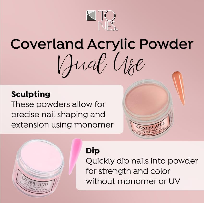 Tones Coverland Acrylic Nail Powder "Midnight Dreams" - Limited Edition Acrylic Powder for Nail Design, Sculpting, and Masking Nail Bed Imperfections - Professional Acrylic Nail Supplies - (1.5 Oz)