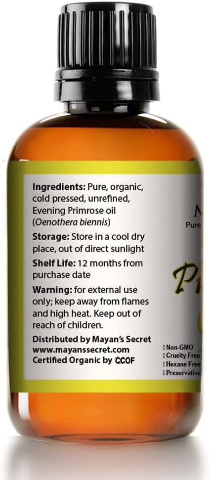 Mayan's Secret Pure Carrier and Essential oils for Skin Care, Hair, Body Moisturizer for Face-Anti Aging Skin Care (Evening Primrose Oil Organic, 4oz)