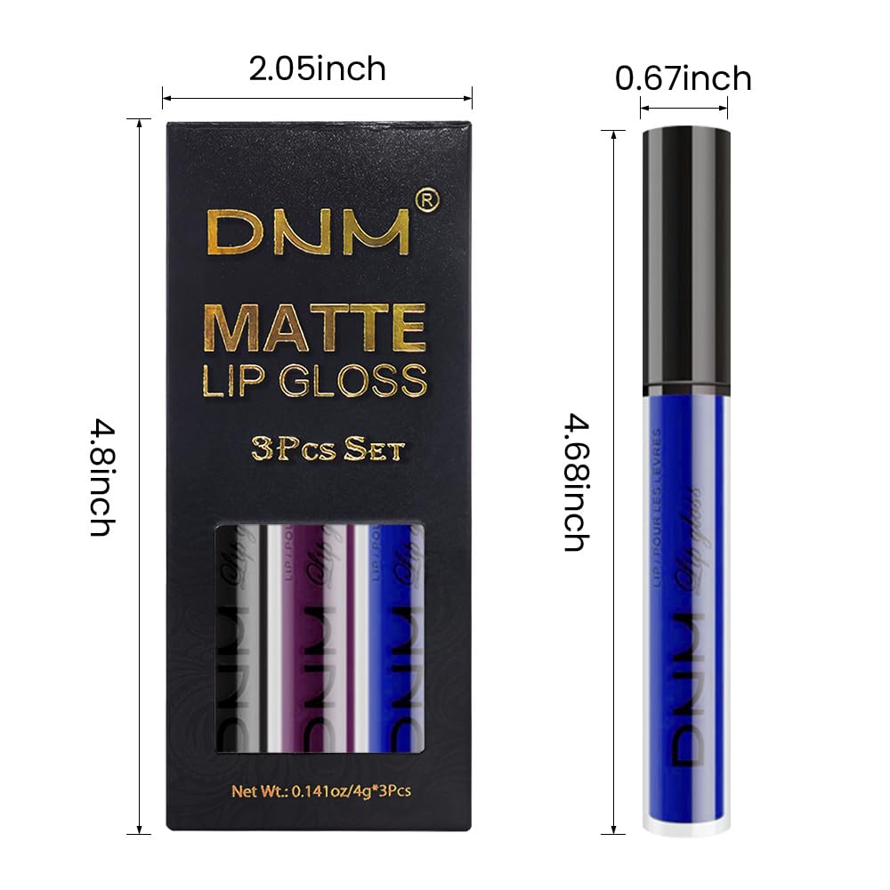 evpct 3Pcs Dark Purple Black Royal Blue Matte Liquid Lipstick Lip Stain Sets for Women Matte+Lipstick Long Lasting Waterproof Permanent 24 hr Hours Magic Lipstick 24 Hours original, Set27