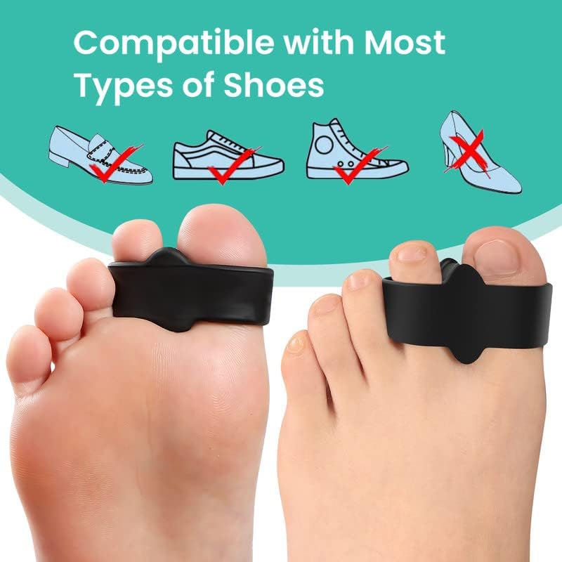 Welnove Pack of 12 Bunion Corrector, Toe Separators with 2 Loops, Big Toe Spacer Suitable for Bunion and Overlap Toe (Black)