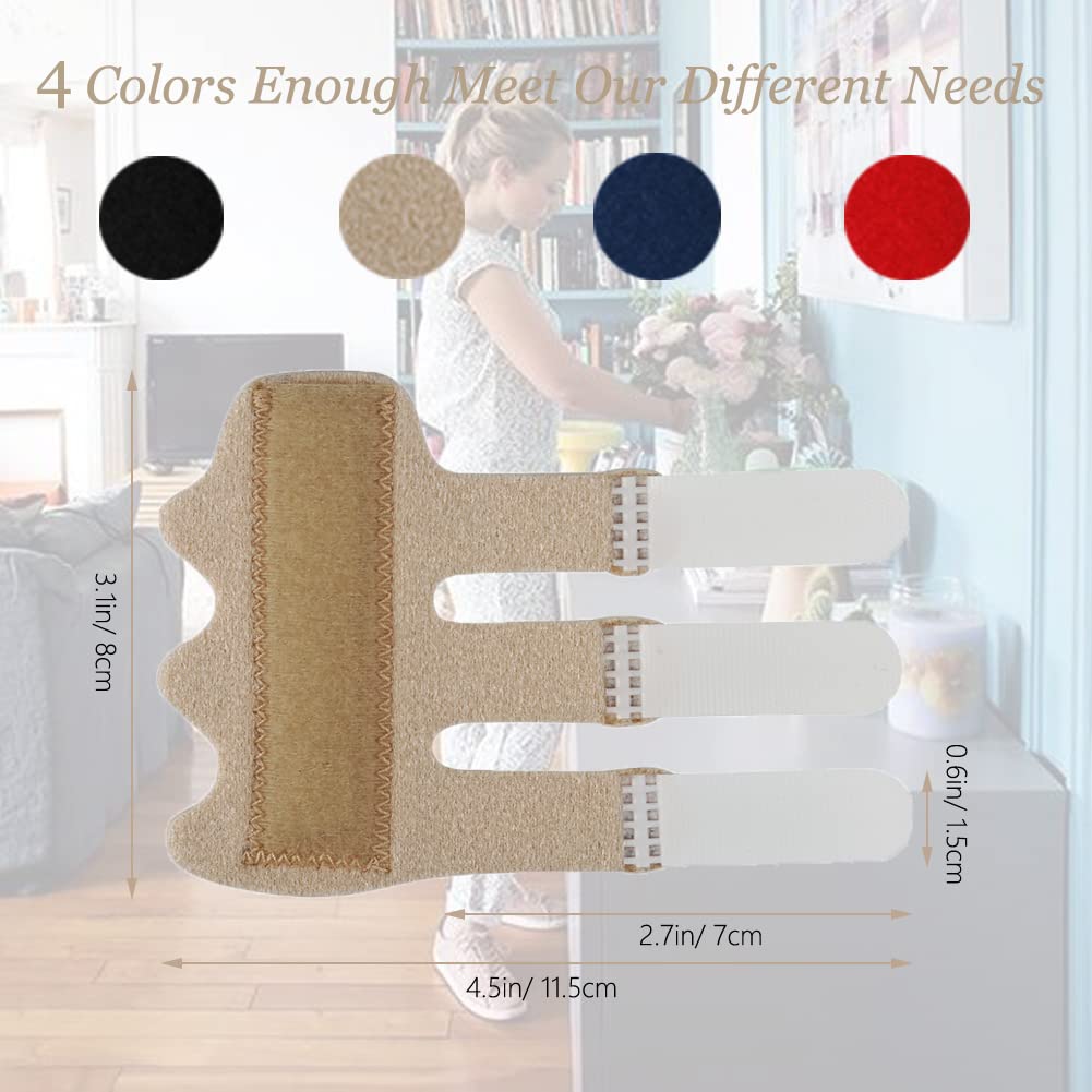 Trigger Finger Splints (4Pcs), Upgraded Finger Splint Finger Brace with 3 Fixing Strap for Mallet Finger, Broken Finger Protector, Knuckle Immobilization, Straightening Support, Arthritis Pain Relief