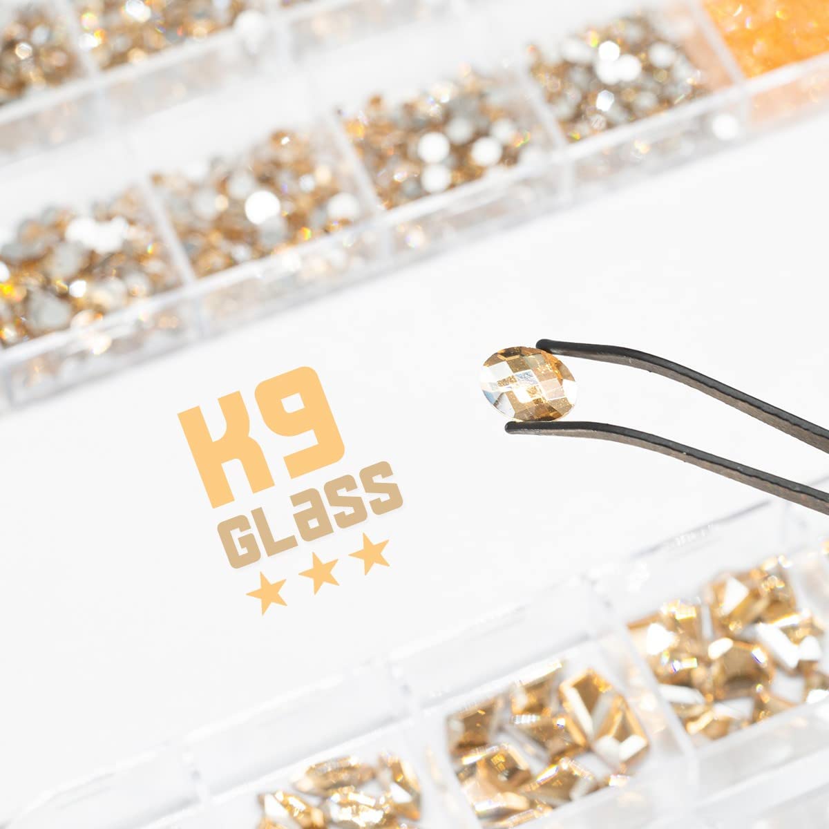 3 Boxes Champagne Gold Nail Rhinestones 240 Multi-Shapes Golden Stones Big Gems Round Beads K9 Glass Diamonds Jewels Crystals Nail Art Charms for Nails Face Eyes Makeup Tumblers Bottles Clothes