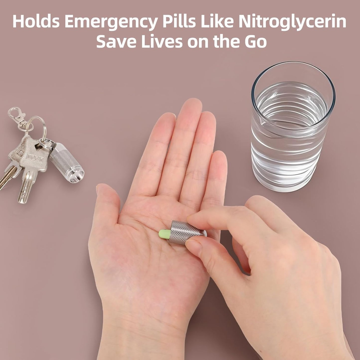 Titanium Keychain Pill Holder Waterproof Lightweight Portable Pocket Mini Pill Case for Emergency Medicine Travel Fits Daily Purse Wallet Small Pill Box Containers (Medium(2 Separate Compartments))