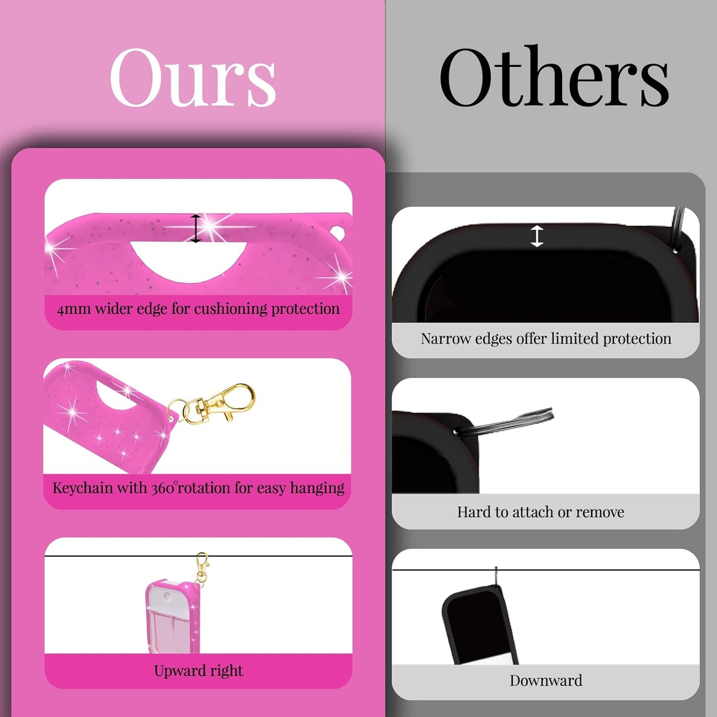 VANEST Silicone Case Compatible with Touchland Hand Sanitizer Spray, Protective Case with Keychain for Spray 1 fl oz