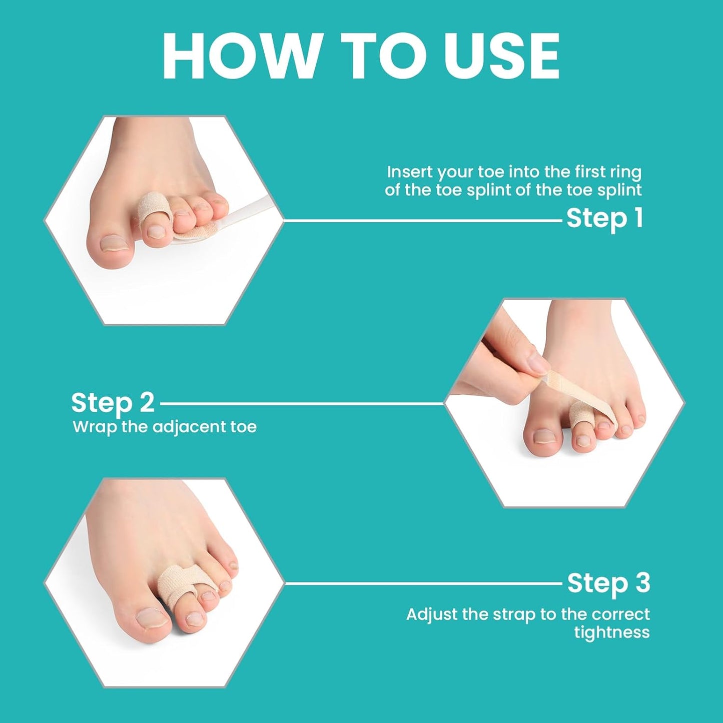 10 Pack Fabric Hammer Toe Corrector, Reusable Broken Toe Protectors Taped Wraps, Hammertoe Straightener, Toe Splint for Broken Toe, Crooked Toes, Bent Toes (Brown+10S)