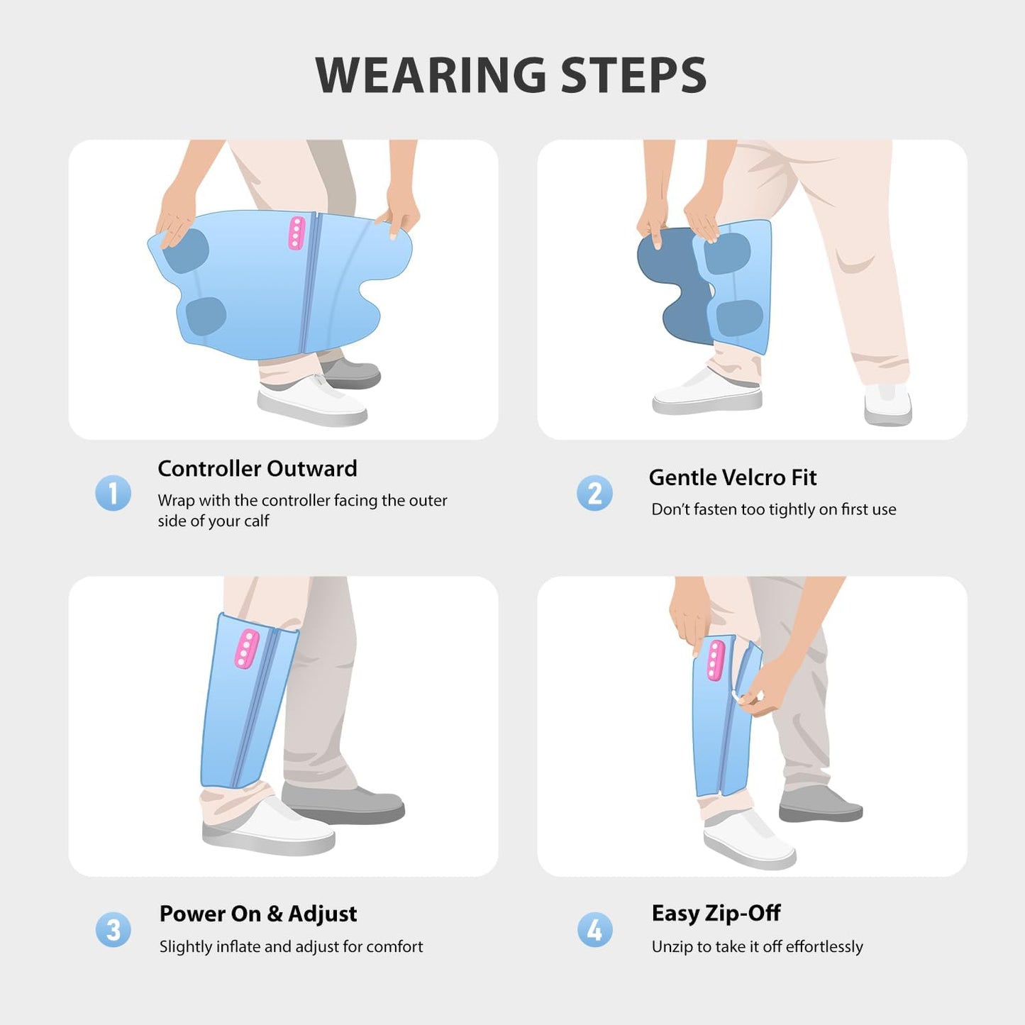 CINCOM Cordless Leg Compression Massager, Wireless Leg Massager for Circulation, Calf Massager for Pain Relief, Edema, Blood Clot, Relax, Fast Recovery