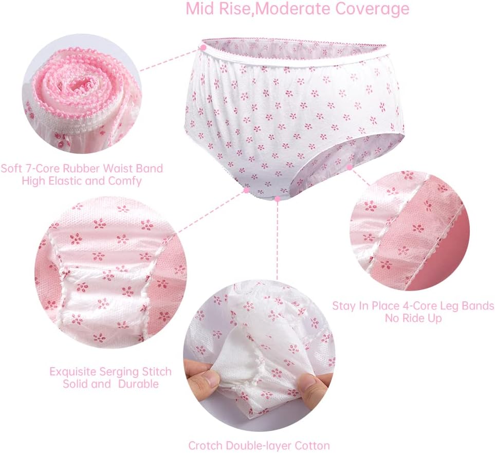 Women's Disposable Underwear Ladies Briefs Paper Printing Panties for Travel Hotel SpaHospital Stays Emergencies