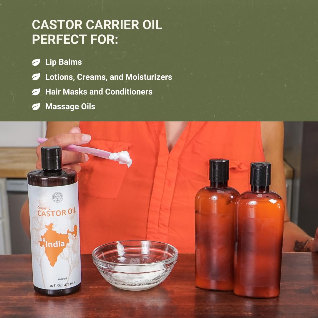 Organic Castor Oil Direct From India - Cold Pressed Castor Oil For Face - Hexane Free (1 Gallon)