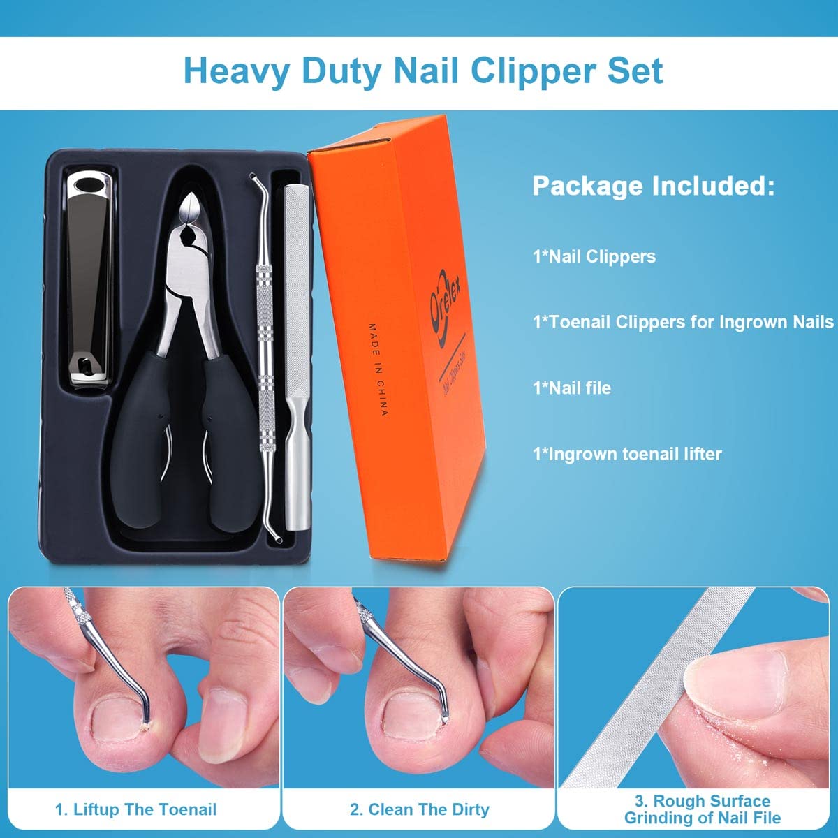 Toenail Clippers, Toe Nail Clippers for Thick Nails, Have Duty Nail Clipper Fingernail Clippers for Thick Nails,Seniors, Men, Women, Super Sharp Curved Blade Grooming Tool