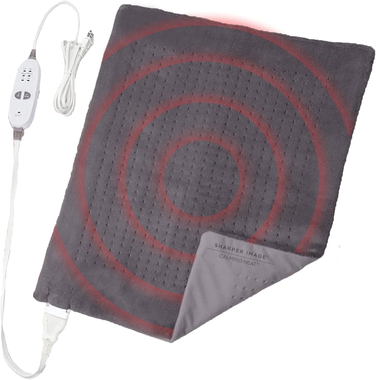 Calming Heat XXL-Wide Massaging Weighted Heating Pad by Sharper Image- Electric Heating Pad with Massaging Vibrations, Auto-Off, 12 Settings- 3 Heat, 9 Massage- 27 Relaxing Combos, 20” x 24”, 5 lbs