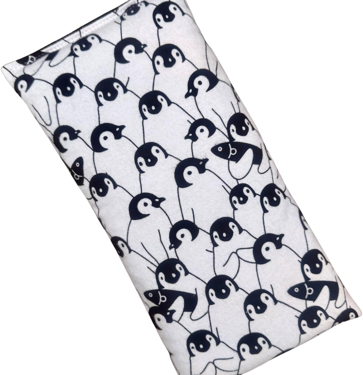 Microwave Heating Pad Filled With Flax Seed and Choice of Dried Herbs, Herbal Cold Pack, Good Size for Back Pain and Cramps, Hot and Cold Therapy, 6" x 12" (Penguin, Lavender)