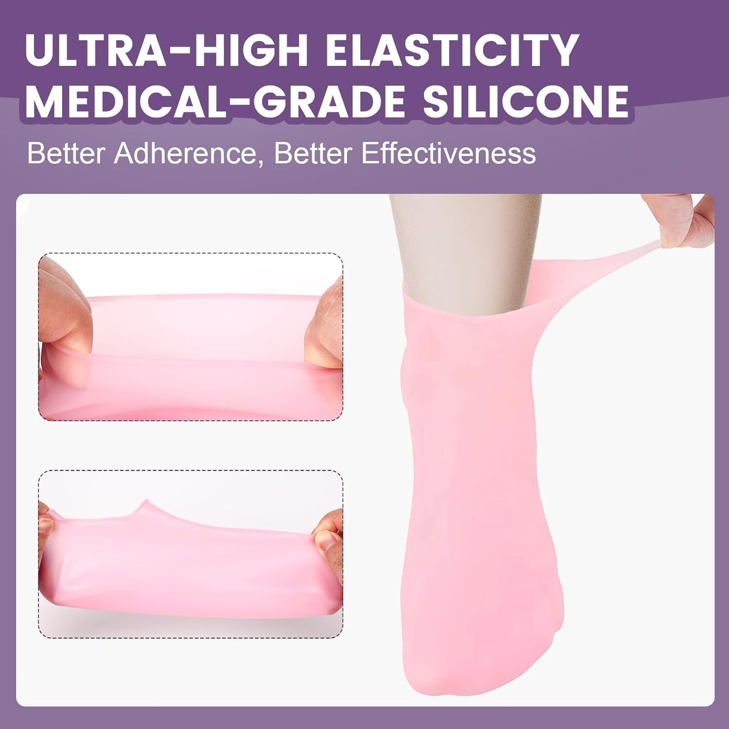5 Pairs Silicone Socks for Dry Cracked Feet, Women's Foot Socks for Moisturizing, Cracked Heel Treatment (5 Colors Assorted, Fits Up to Size 7)
