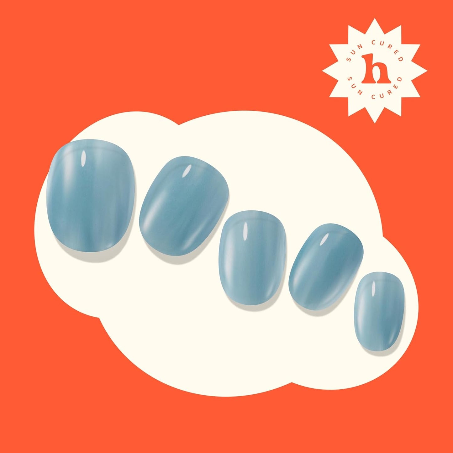 Semi Cured Gel Nail Strips | No LED Lamp Needed | Solid, Blue | Easy Apply & Remove, Salon Quality | Includes 28 Strips, 1 Prep Pads, Nail File & Wooden stick - Hey, Slay Bestie