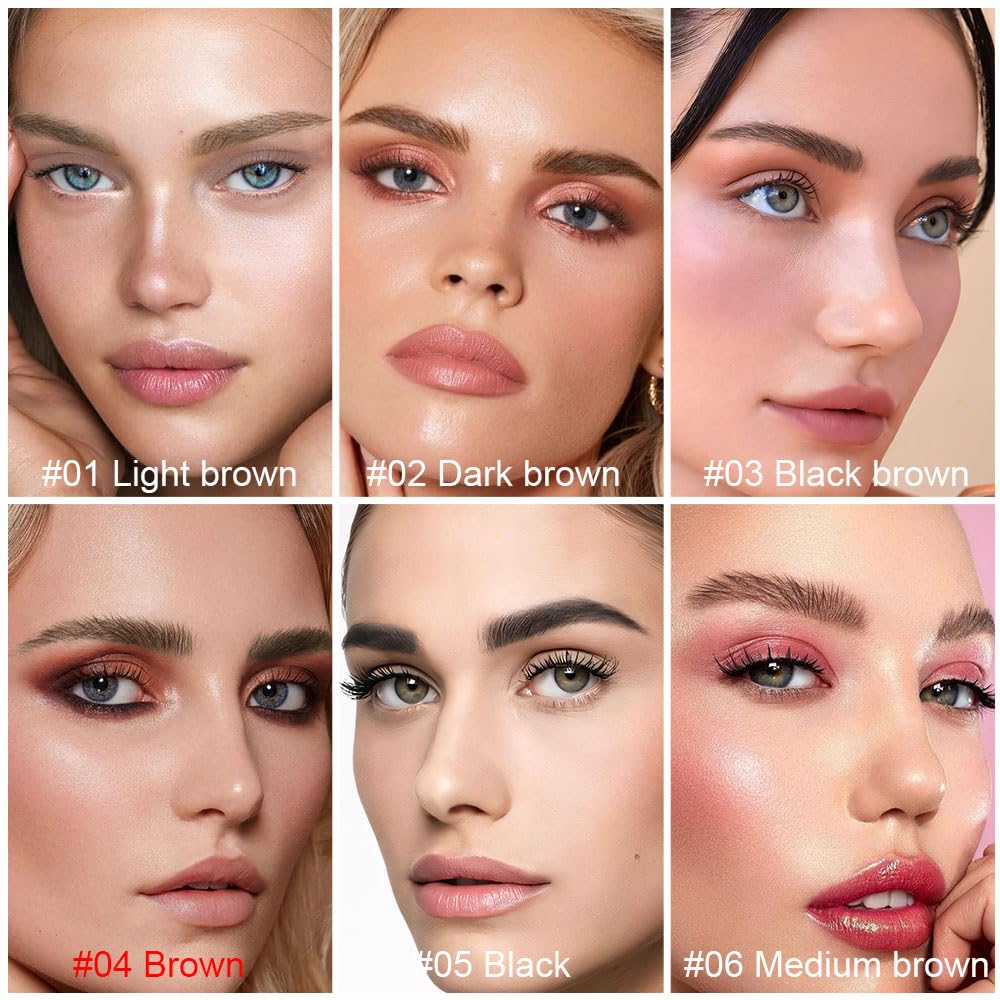 evpct 2Pcs Brown Magic Microblading Dual-Ended Eyebrow Contouring Pen Brow Pencil, with 4 Brush Micro-Fork-Tips Applicator and Precise Brush-Tip, Hair Like Strokes, with Dual-ended Eyebrow Brush