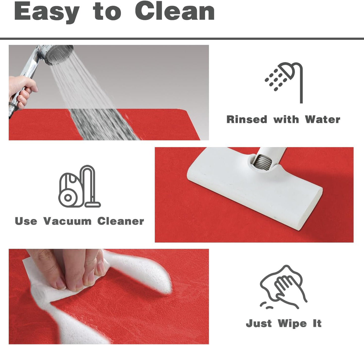 Bath Mat, Bathroom Rugs Non Slip Washable Thin Absorbent Quick Dry Bath Mat Fits Under Door Bathroom Floor Mat Perfect for Bath, Shower, or Sink 36"x60" Red