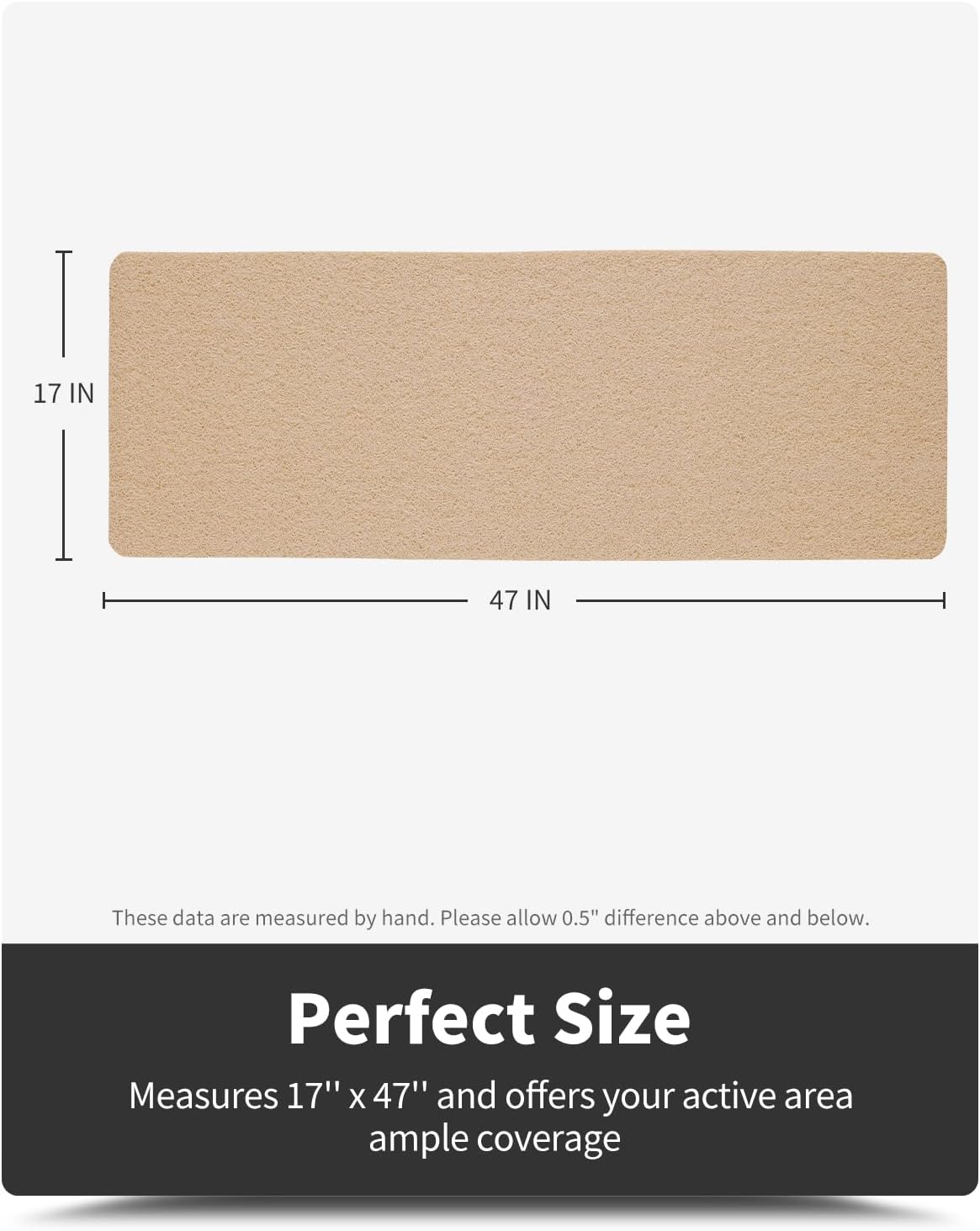 Non-Slip Bathtub Mat, 17x47 Inch, Shower Mats for Bath Tub, PVC Loofah Bathroom Mats for Wet Areas, Quick Drying