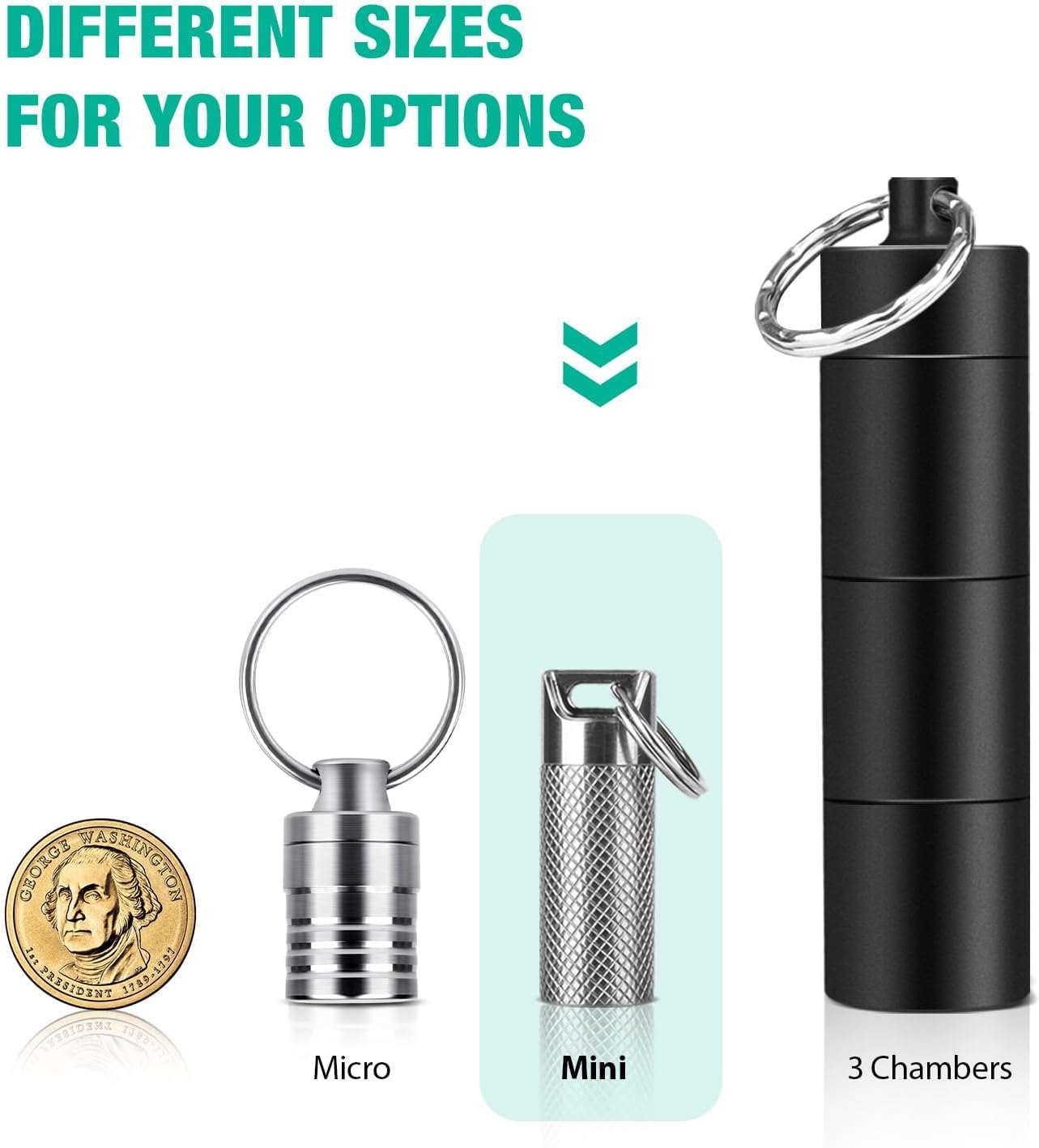Opret Titanium Pill Container with Keychain & Necklace, Waterproof Pill Case for Emergency Aspirin & Nitroglycerin, Mini Pill Holder for Travel Purse Pocket EDC Accessory