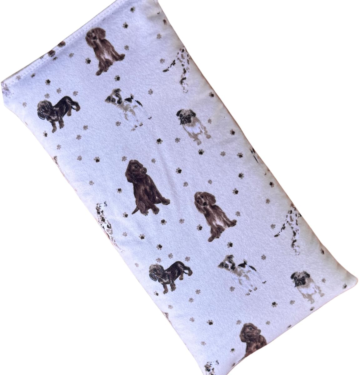 Microwave Heating Pad Filled With Flax Seed and Choice of Dried Herbs, Herbal Cold Pack, Good Size for Back Pain and Cramps, Hot and Cold Therapy, 6" x 12" (Dogs, Peppermint & Chamomile)