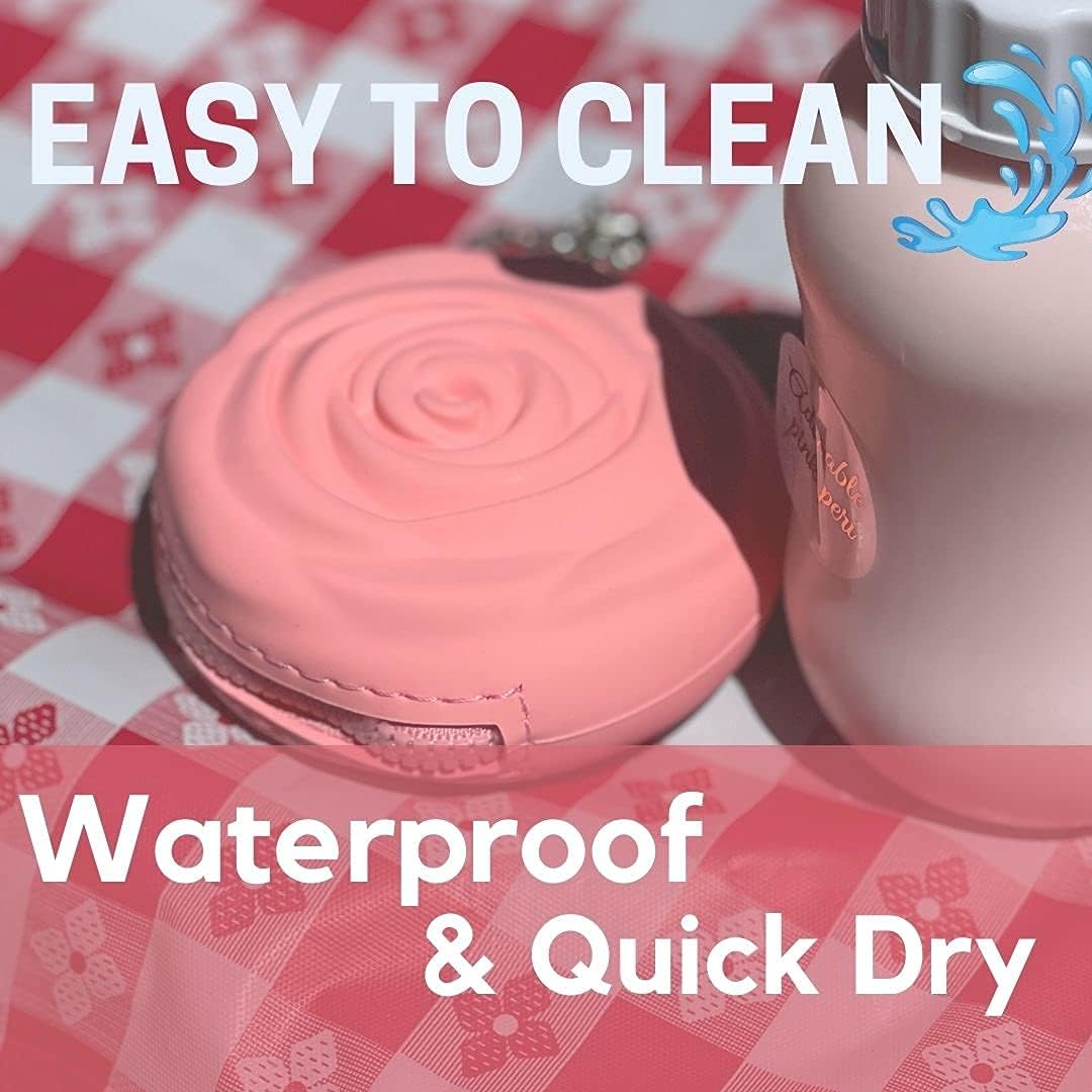 Menstrual Period Cup Case Storage Bag | Rose Design + Silicon Material | Easy to carry, clean, and use | Metal Chain attached | Multi-use for any small items - Red