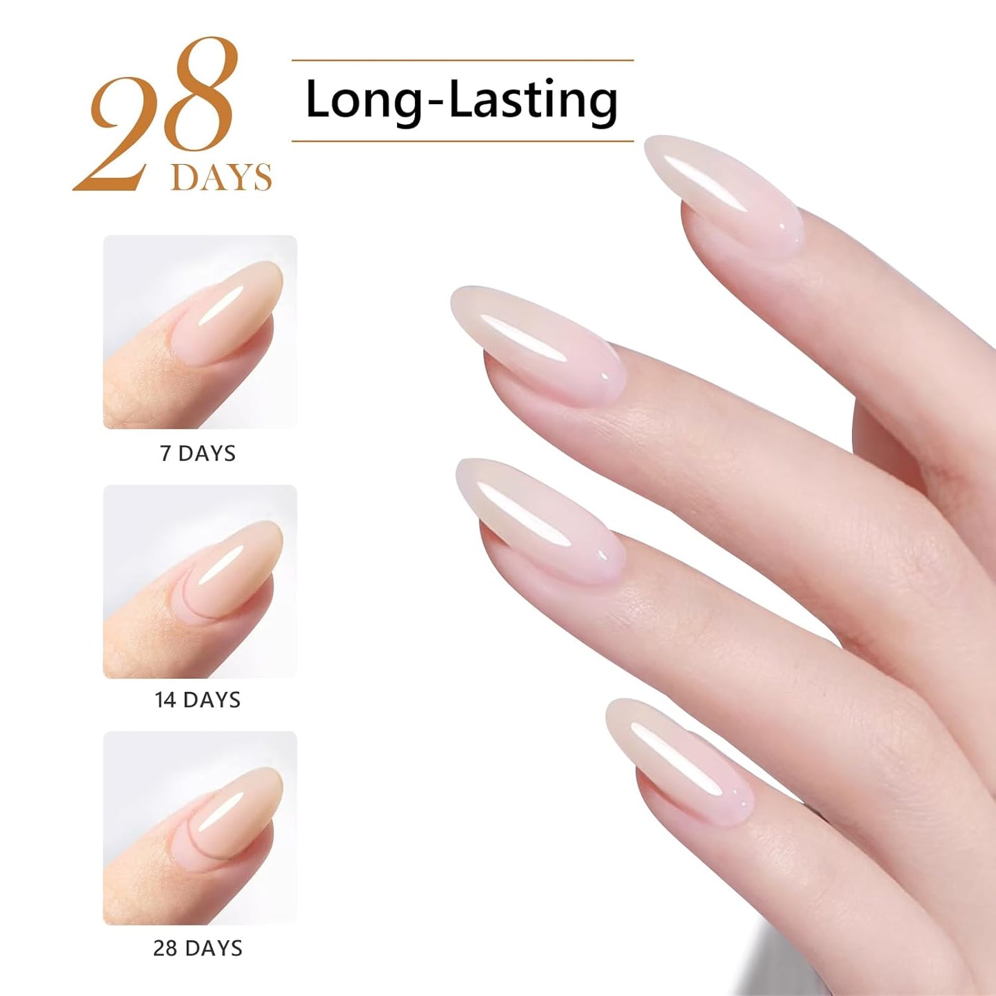 3Pcs 15ml Builder Nail Gel with Base and No Wipe Top Coat Set 10-in-1 Clear Builder Gel With Top and Base Coat Shine Finish and Long Lasting for Nail Extension Strengthener