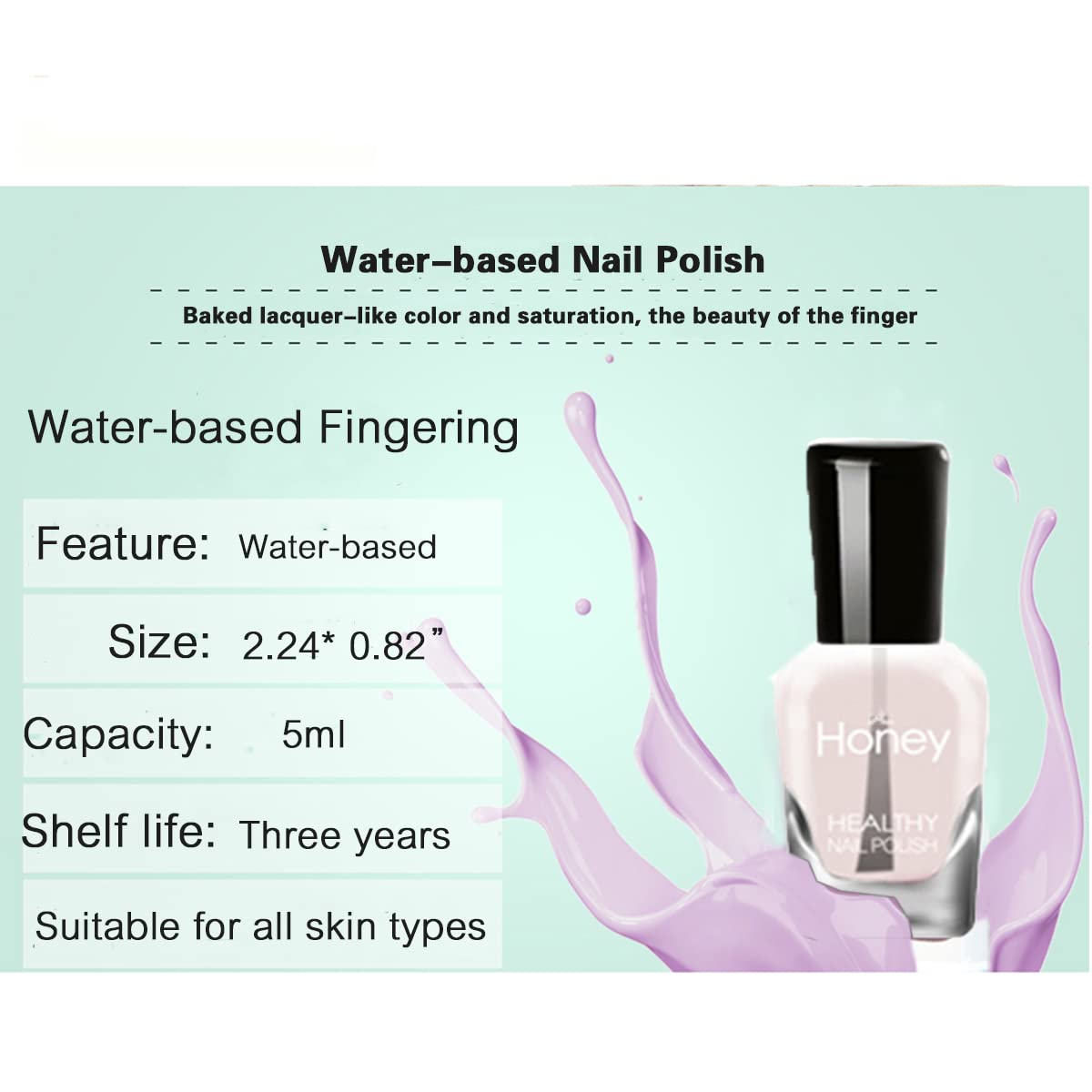 Non Toxic , Easy Peel Off and Fast Dry Nail Polish Set for Pack, Eco Friendly and Organic Water Based Nail Polish for Women and Girls (6 Bottles)