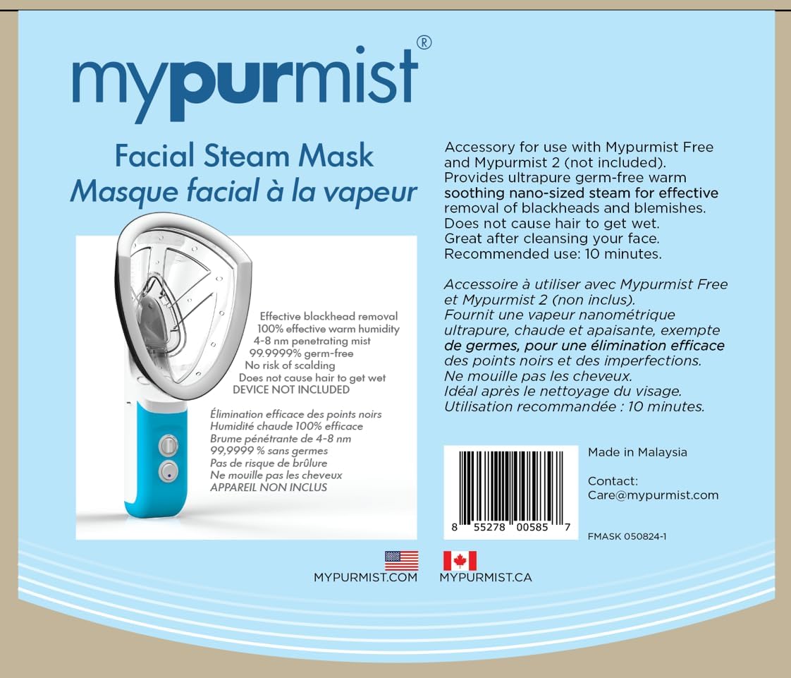Mypurmistยฎ Essential Kit Plus Facial Steam - Steam Inhaler & Facial Steamer Combo, Personal Handheld Ultrapure Steam - Sinus Congestion Cold Cough Relief Vocal Care Skincare (Plug-in)