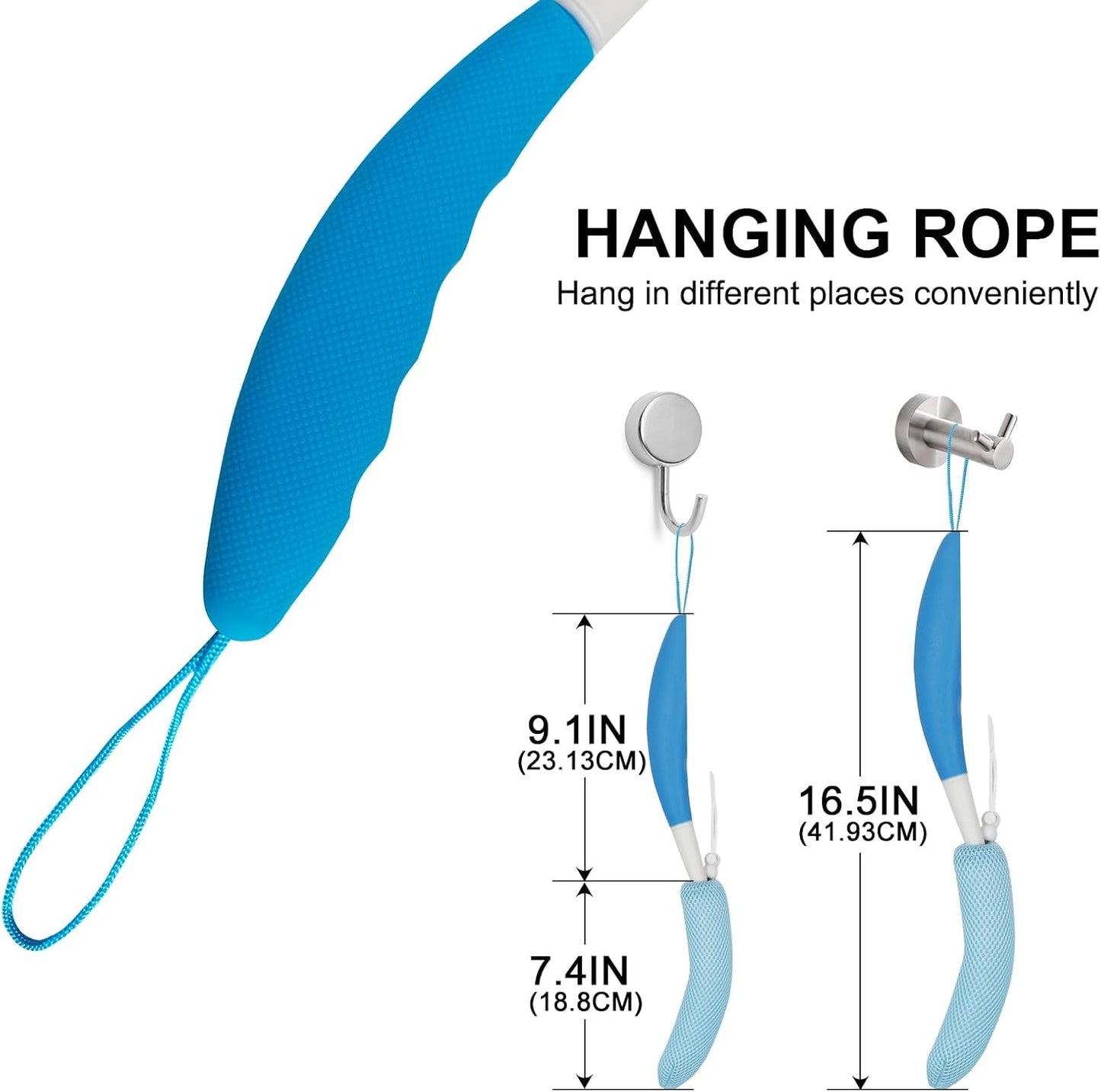 Long Handle Bath Brush, Anti-Slip Curve Handled Bath Body Brush, Back Scrubber for Shower, Easy Reach for Seniors, Suitable for Elderly/Pregnant Aid Bathing & Shower(Not include Brush handle)