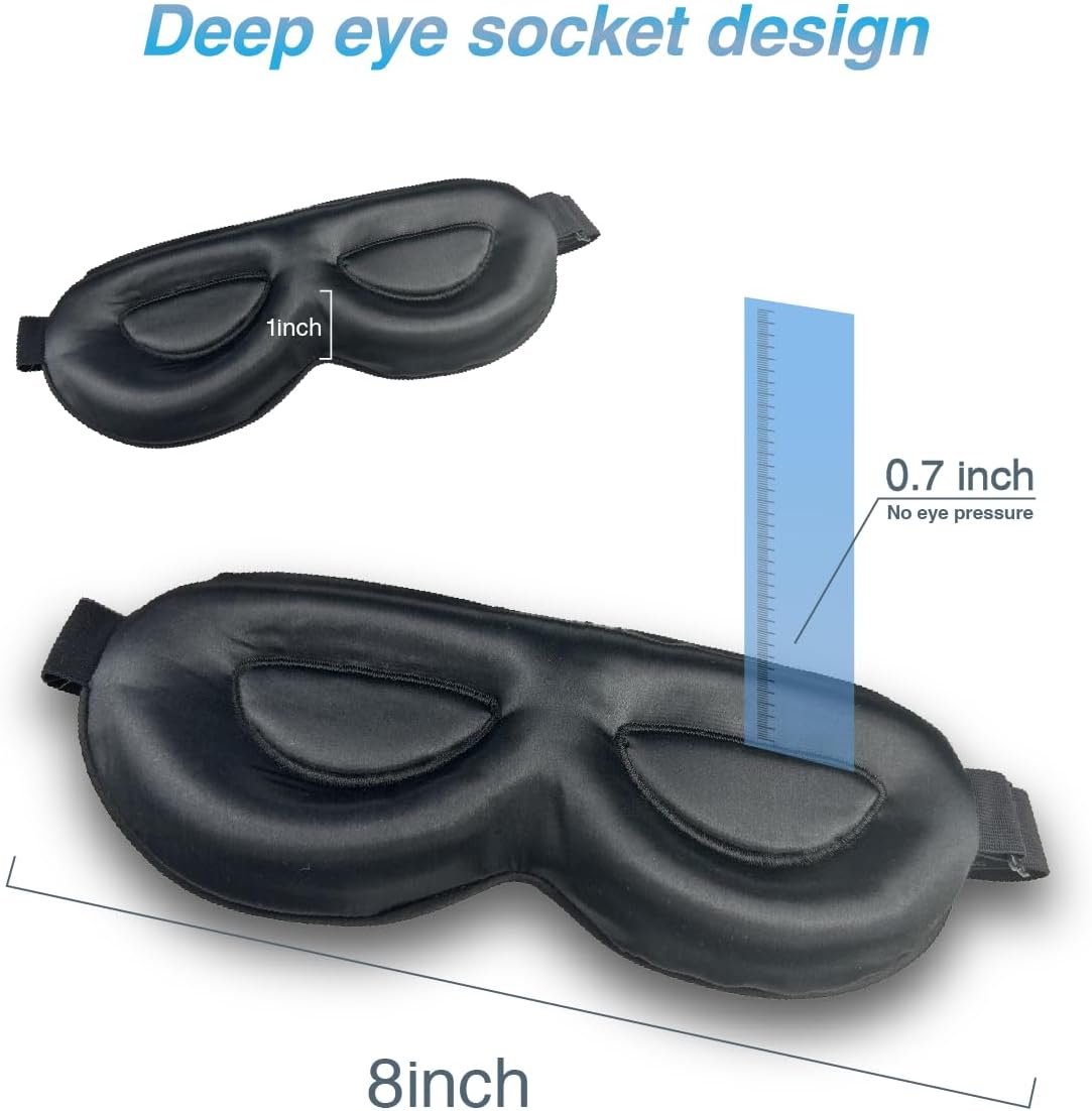 PROMEED Adjustable 23 Momme Mulberry Silk Sleep Mask, 3D Contoured No-Pressure Cup Eye Mask for Sleeping, Super Soft Breathable Blindfold, Perfect Blocks Light for Sleeping (Dusk)