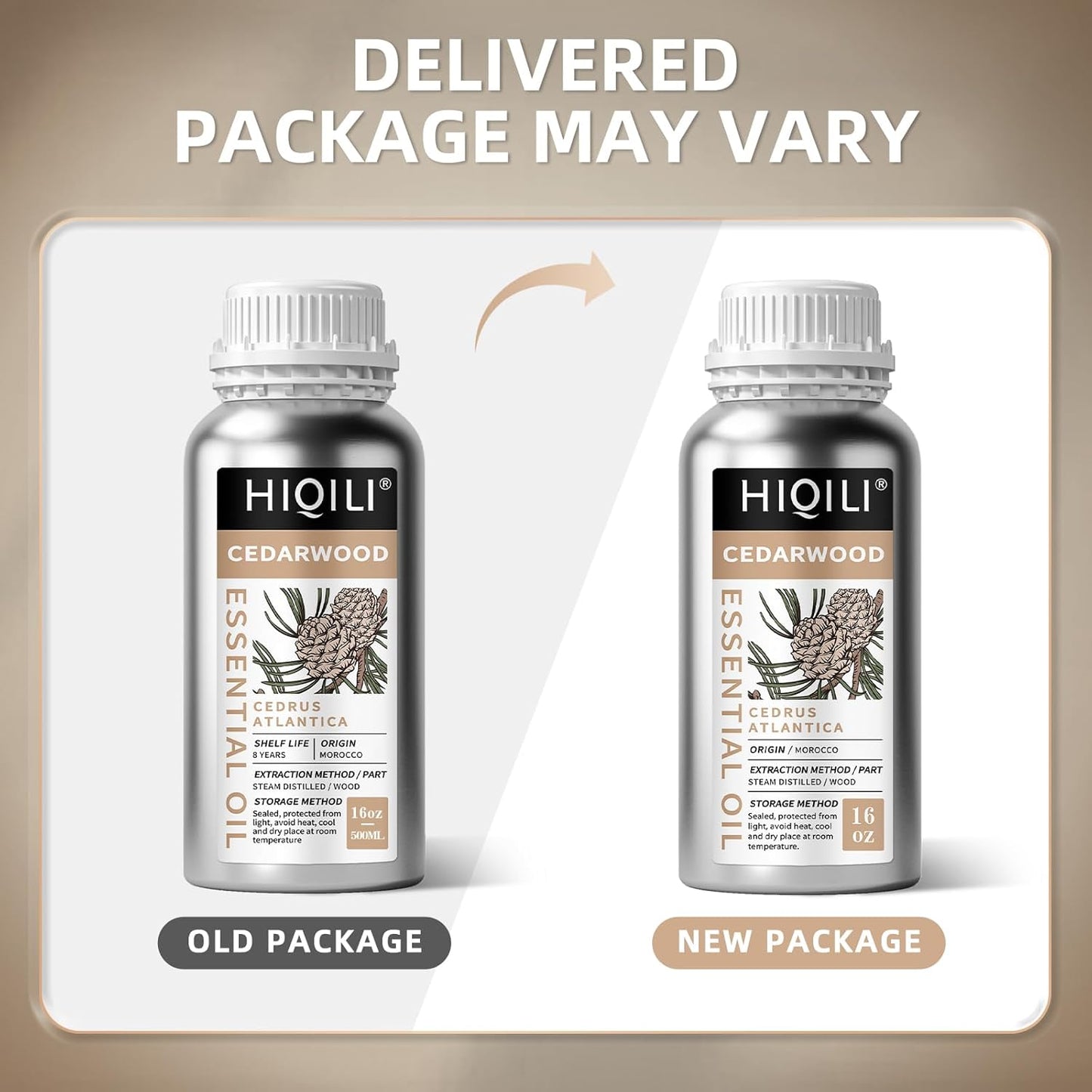 HIQILI 16 Fl Oz Cedarwood Essential Oil, Pure Natural Cedarwood Oil for Hair, Diffuser, Aromatherapy - 500ML