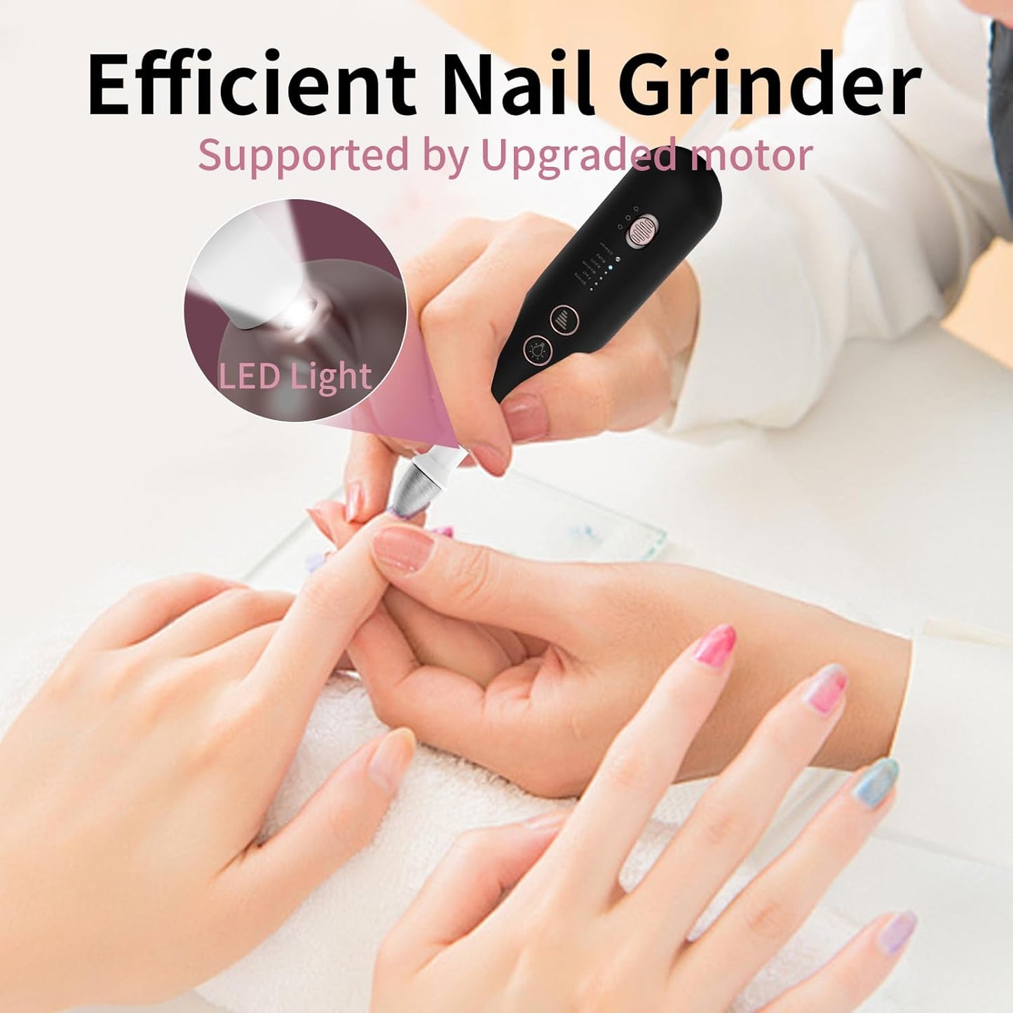 Professional Manicure Pedicure Kit, Cordless Electric Nail File Set, Rechargeable Pedicure Tools for feet, 5 Speeds Hand Foot Care Nail Drill for Thick Nail Toenail Cuticle Women Men Baby Pets