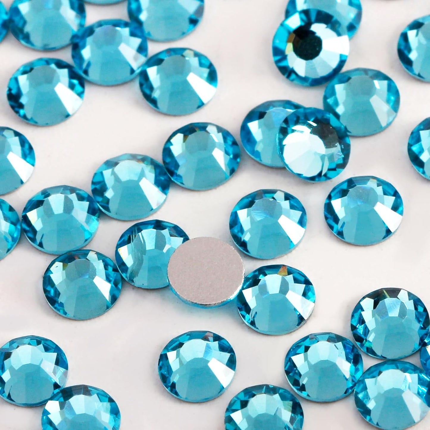 3000 PCS SS8 Flatback Rhinestones,12-Facet Diamond-Cut Glass Gems for Nail Art,Clothing,DIY Crafts,Glue-On Decoration Stones with Silver Backing,Aquamarine