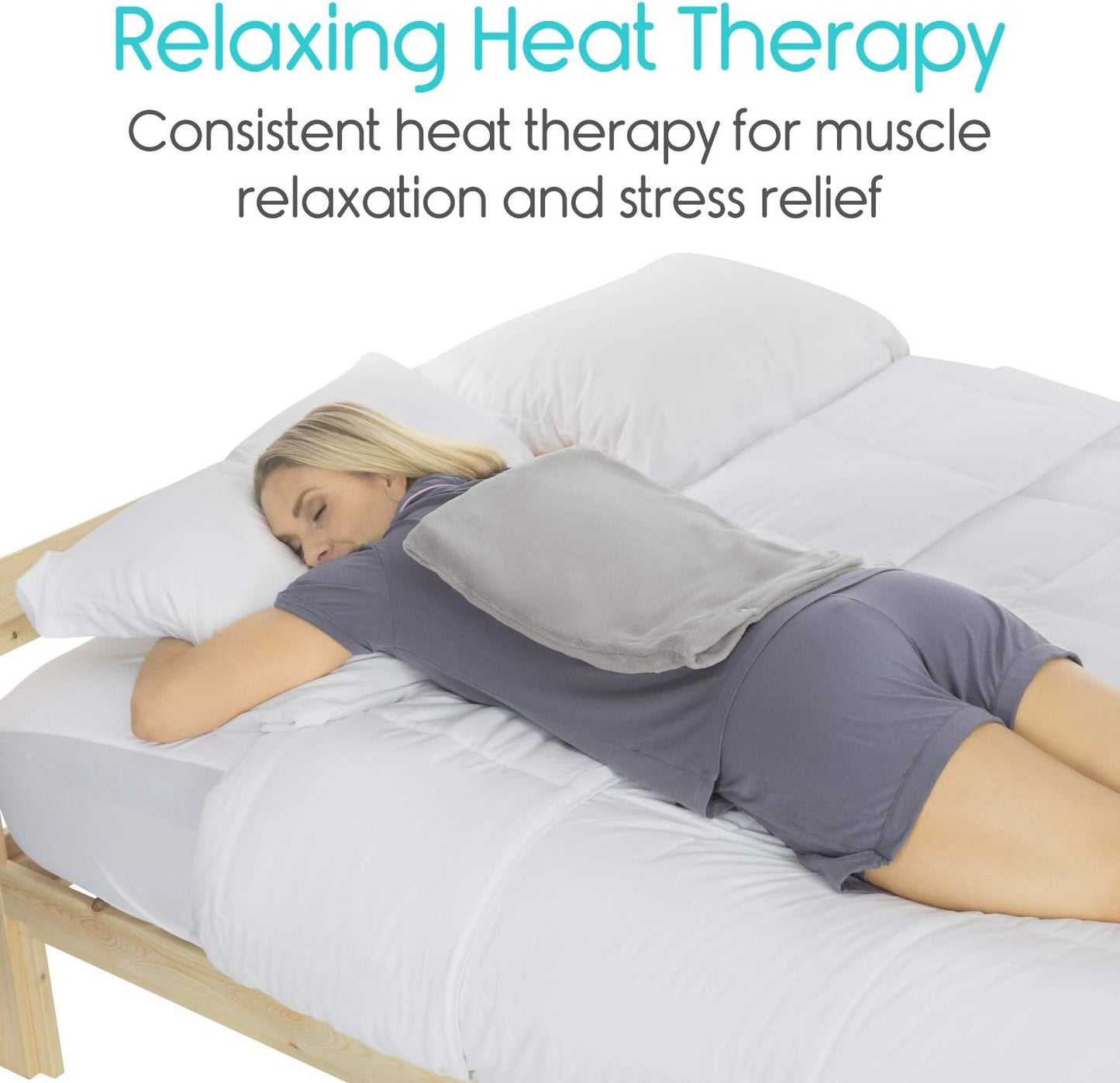 Vive Moist Heating Pad - Electric Heated Warming Hot Wrap for Heat Therapy on Back, Knee, Shoulder, Neck Pain, Period Menstrual Cramps, Cats, Dogs, Pets - Portable, Auto Shut Off (12" x 15")