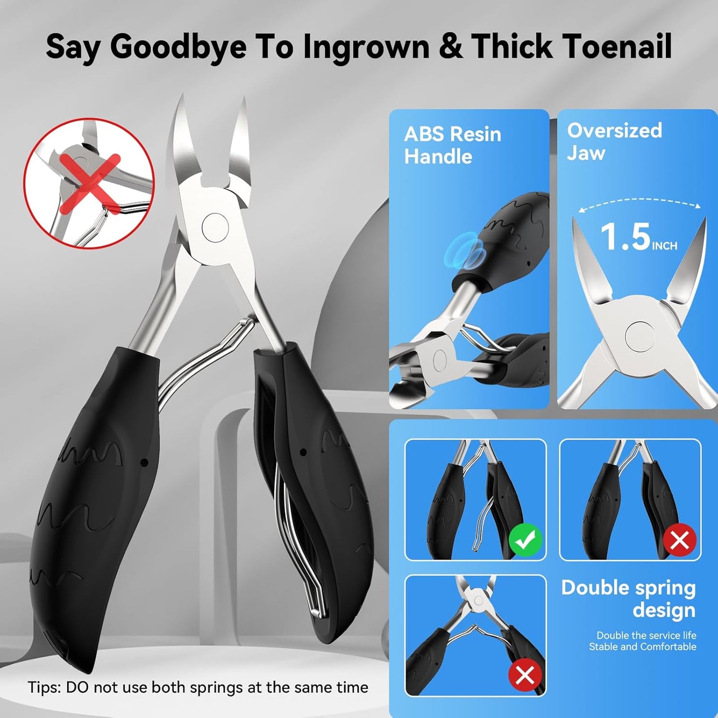 Toe Nail Clippers for Thick Nails for Seniors,Heavy Duty Toenail Clippers for Thick Ingrown Toenails,Professional Fingernail Clippers Set for Men Women,Pedicure Tools for Feet and Manicure Scissor Kit