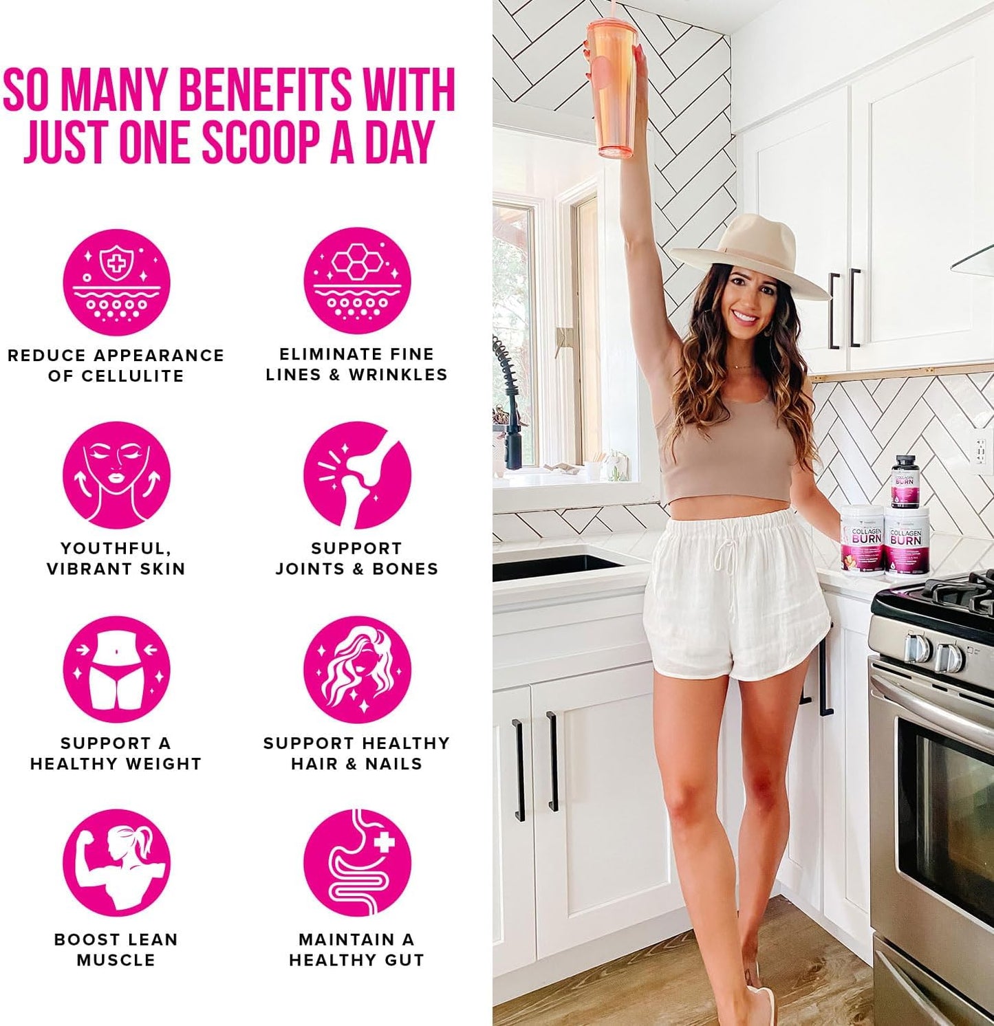 Hydrolyzed Collagen Peptides Powder for Women - Slimming MultiCollagen Burn Ultimate Beauty Complex with Hyaluronic Acid Vitamin C & Types I II III V and X for Women Tropical Punch 30 Servings