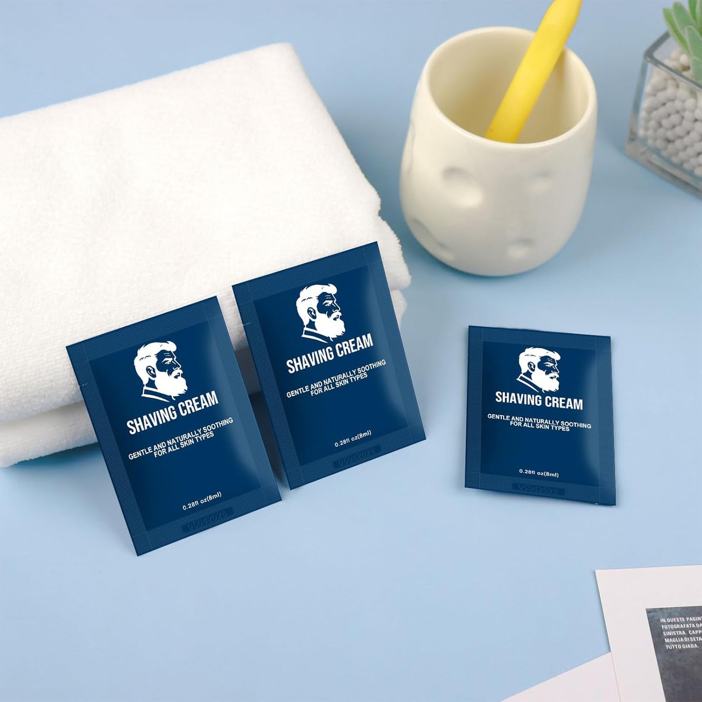 Shaving Cream Bulk Travel,8ml/0.28 oz Travel Shave Cream Disposable Shaving Cream in Bulk for Hotel Homeless (Jasmine,pack of 100)