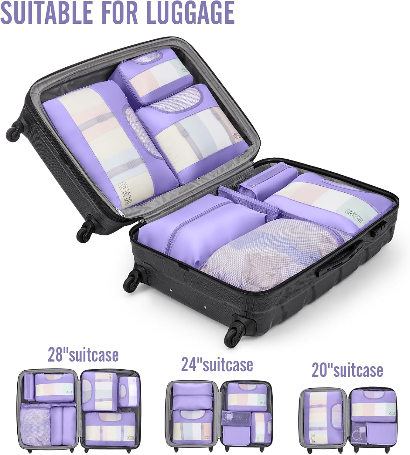 Veken 10 Set Packing Cubes for Travel Essential, Suitcase Organizer Bags in 4 Sizes, Carry-On Luggage Accessories with Large Laundry & Hanging Toiletry Bag, Must-Have for Airplane, Road Trip & Camping