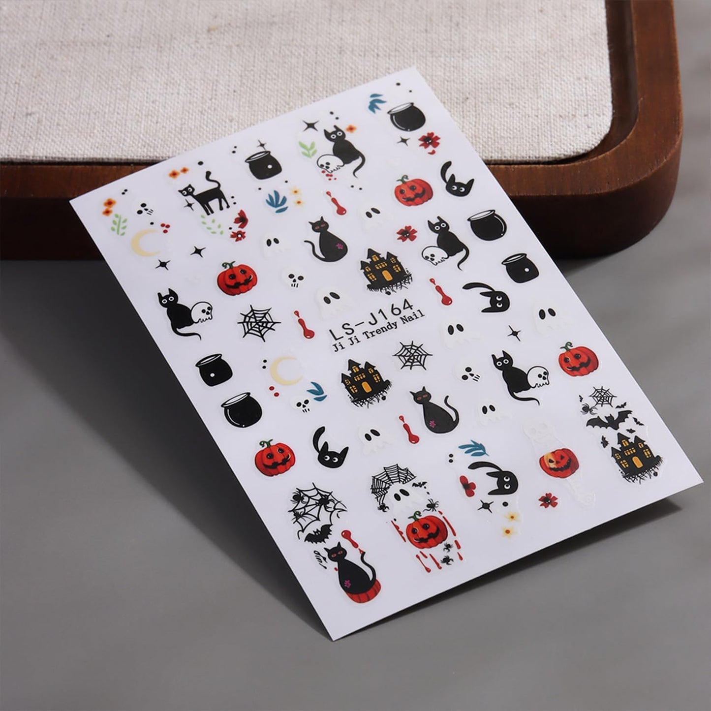 Halloween Nail Stickers for Nail Art Cute Ghost Black Cat Pumpkin Blood Eyeball 3D Self-Adhesive Nail Decals Nail Art Supplies Nails Design Manicure Stickers for Nails Decoration 6Sheets
