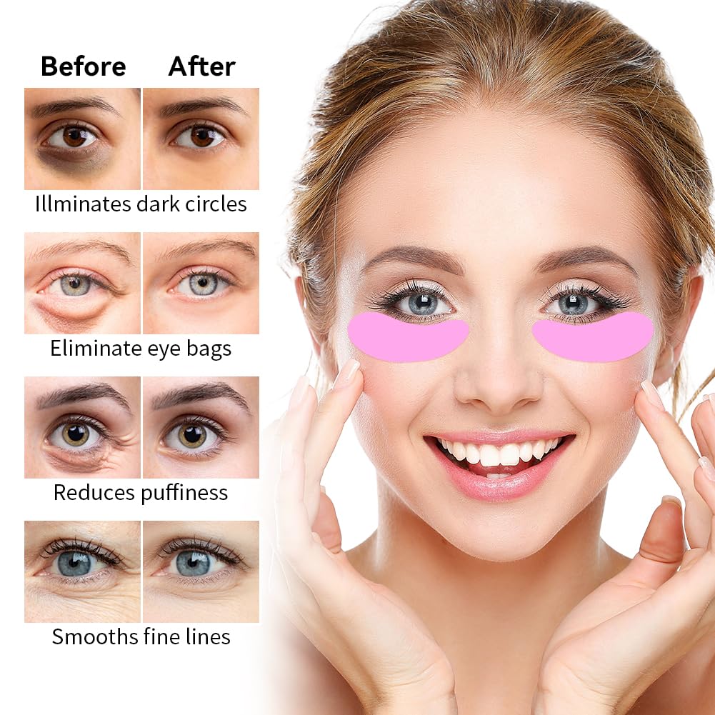Reusable Eye Pads 6 Pairs, Silicone Face Patches and Gel Under Eye Pads Cold Warm Eye Compress for Reduce Puffiness Circles Wrinkle Cooling Eye Mask Ice Packs