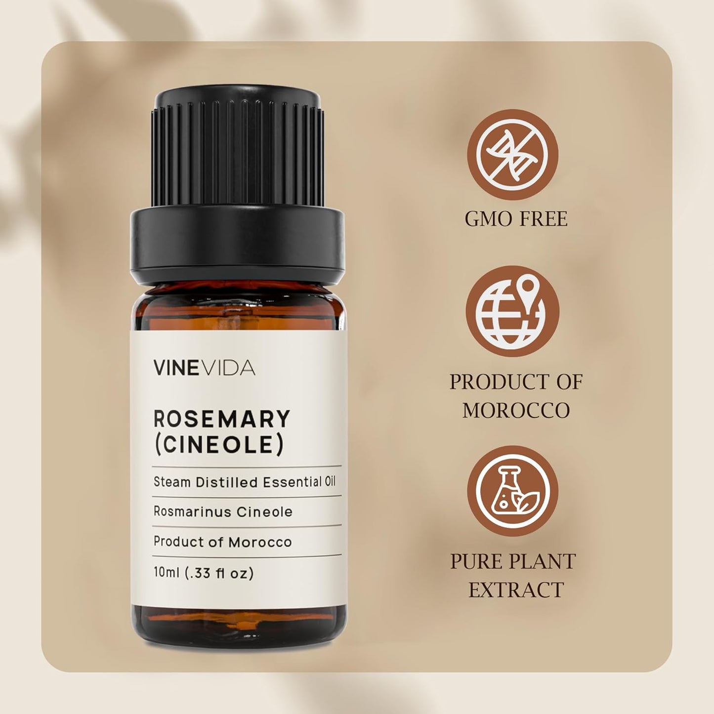 VINEVIDA Rosemary Essential Oil 10 mL - Pure, Undiluted Rosemary Oil for DIY Candle Scents and Soap Making - 10 mL Essential Oil for Safe Use