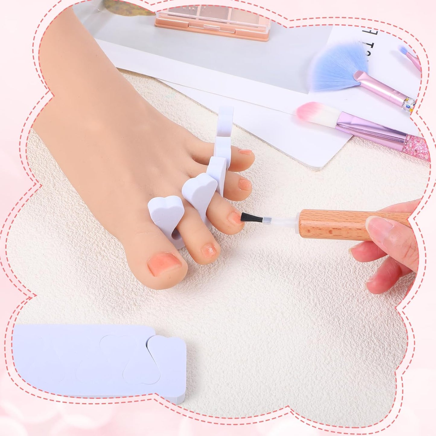 300 Pcs Toe Separators for Nail Polish Bulk Toe Separator Pedicure Correct Foot for Men Women Nail Polish Comfy Soft Pedicure Supplies(White)