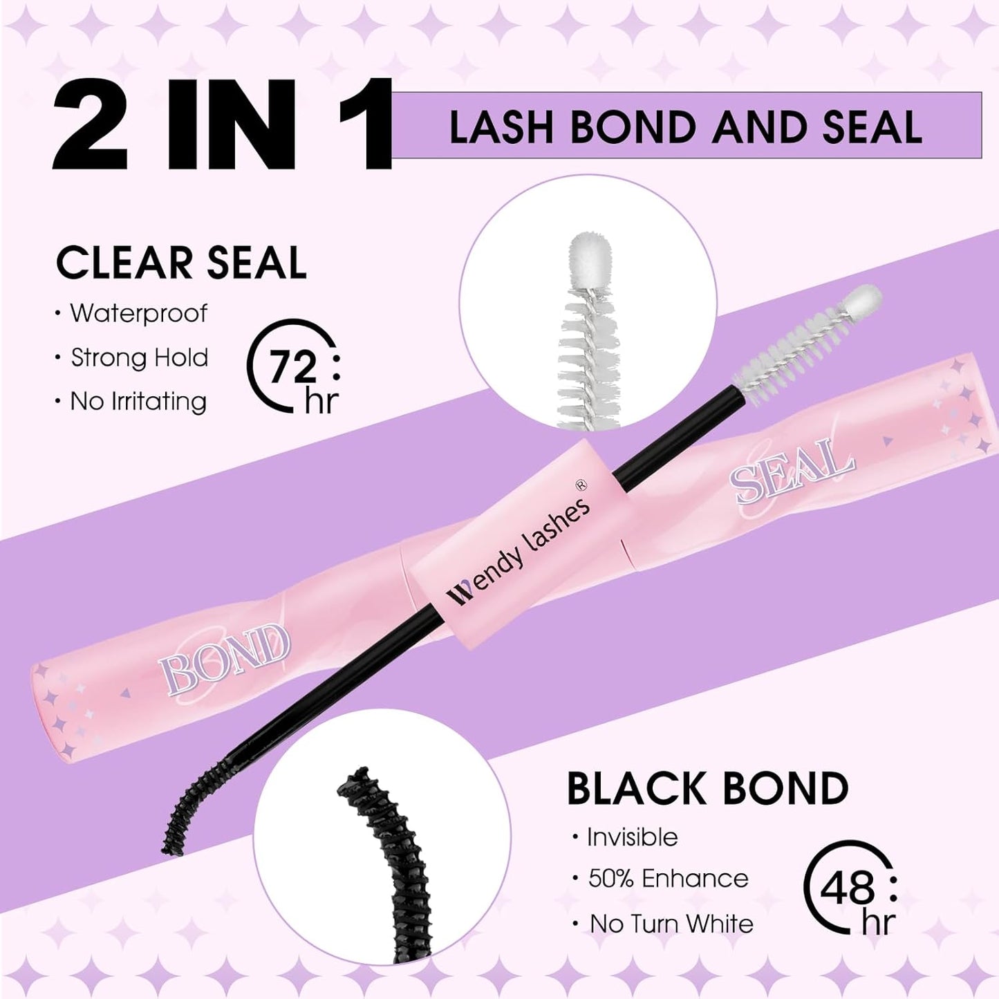 2 in 1 Lash Bond and Seal Kit for DIY Eyelash Extension,Waterproof,Black,Strong Hold Use at home(JS+FS)