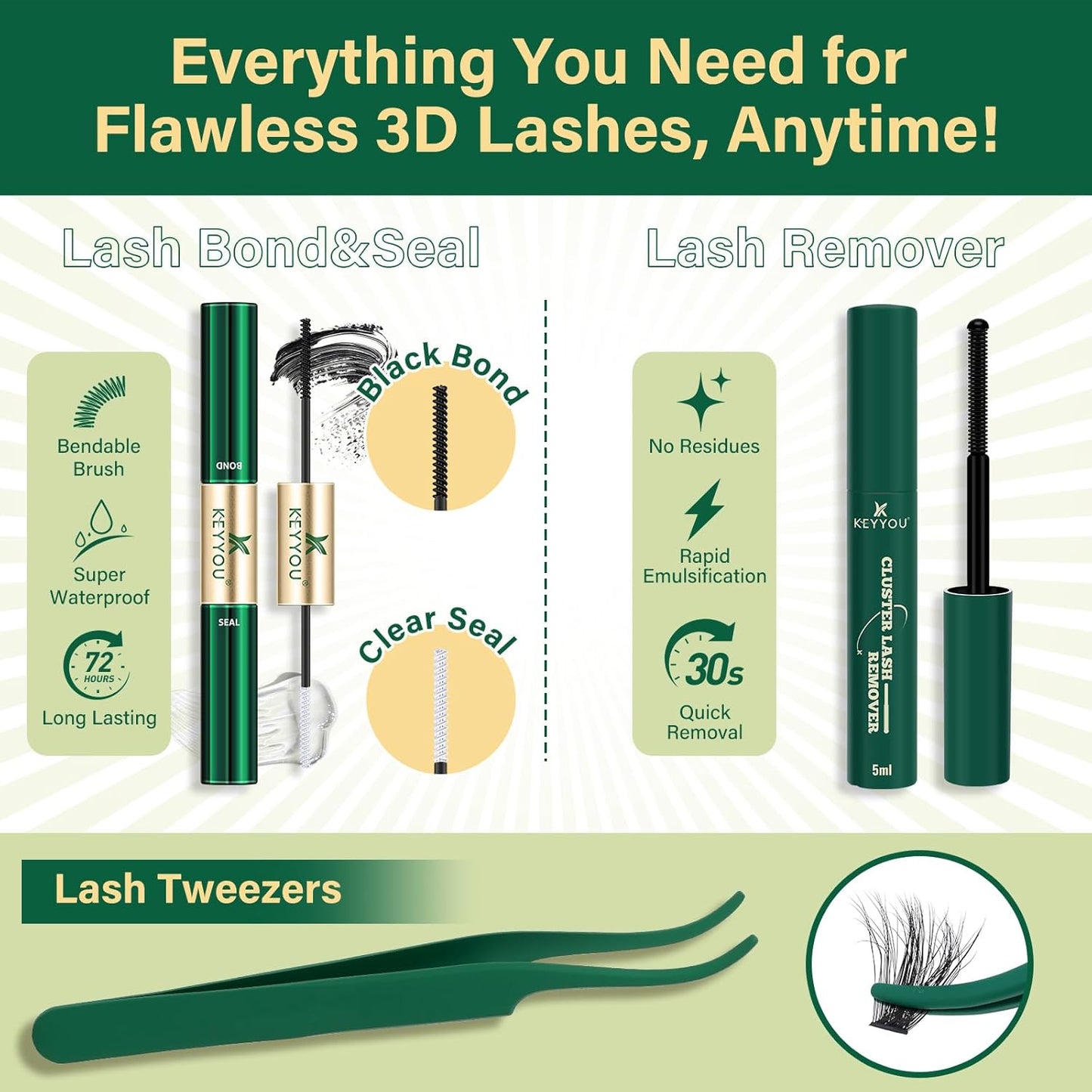 Clusters Kit 3D Effect Eyelash Clusters Kit 280pcs 100D D Curl 9-18MIX Individual Lashes Wispy Lashes Volume Cluster Lashes Kit Natural Soft DIY Lash Extension(3D Kit-100D-D-9-18MIX)