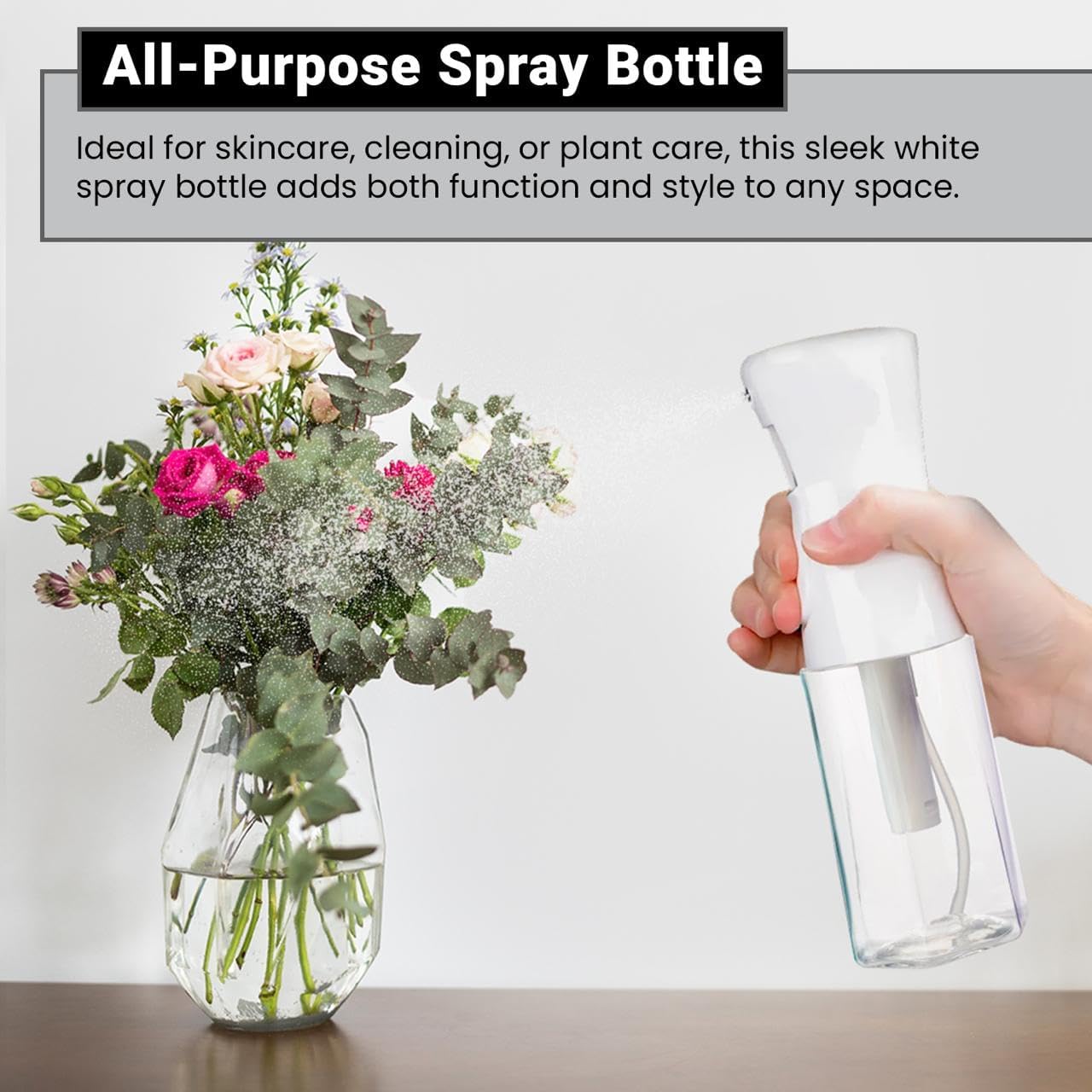 Continuous Mist Spray Bottle – Ultra Fine Mist for Hair Styling, Salon Use, and Versatile Applications – Ideal for Plants, Cleaning, and Travel – 5 oz Clear Octagon Shape Empty Bottle