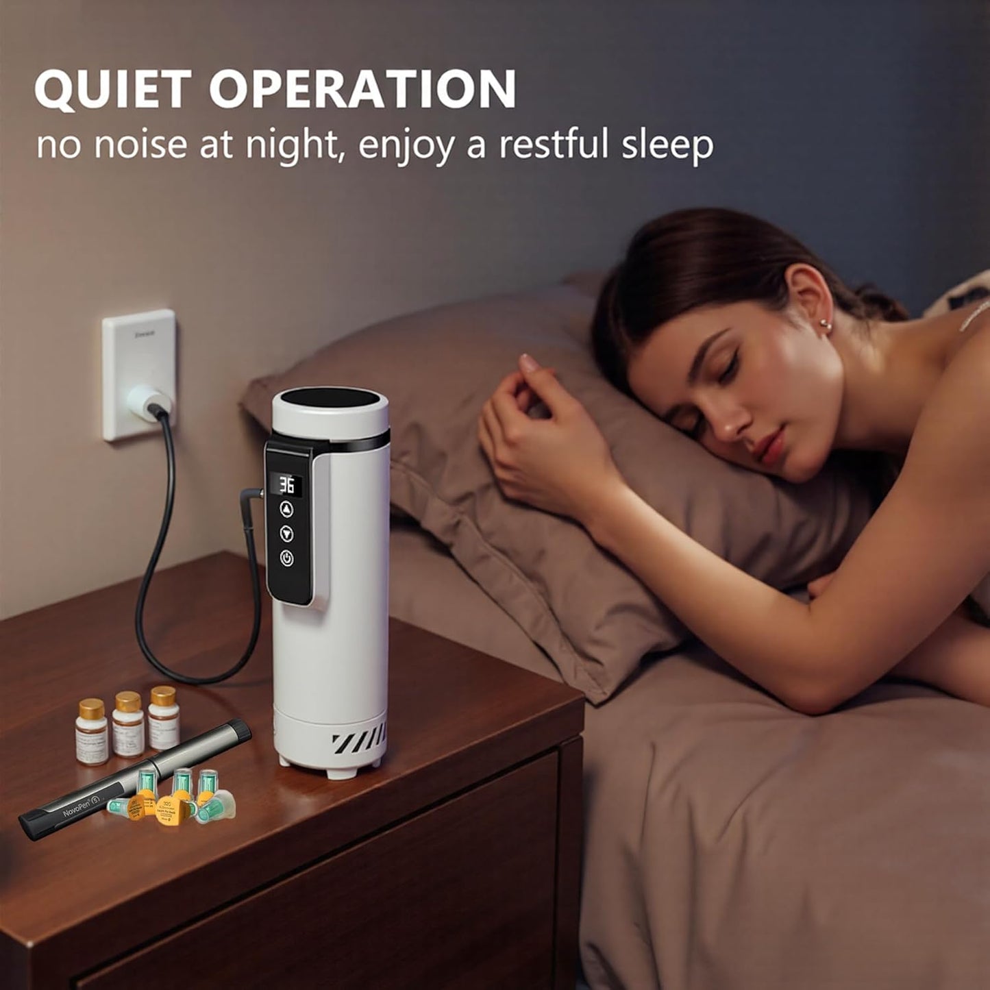 Insulin Cooler Travel Case Tsa Approved, USB Charger Diabetes Travel Case Medicine Organizer, 1-7 Pens Medication Cooler Refrigerated Medicine Box for Diabetic Supplies Carrying (White)